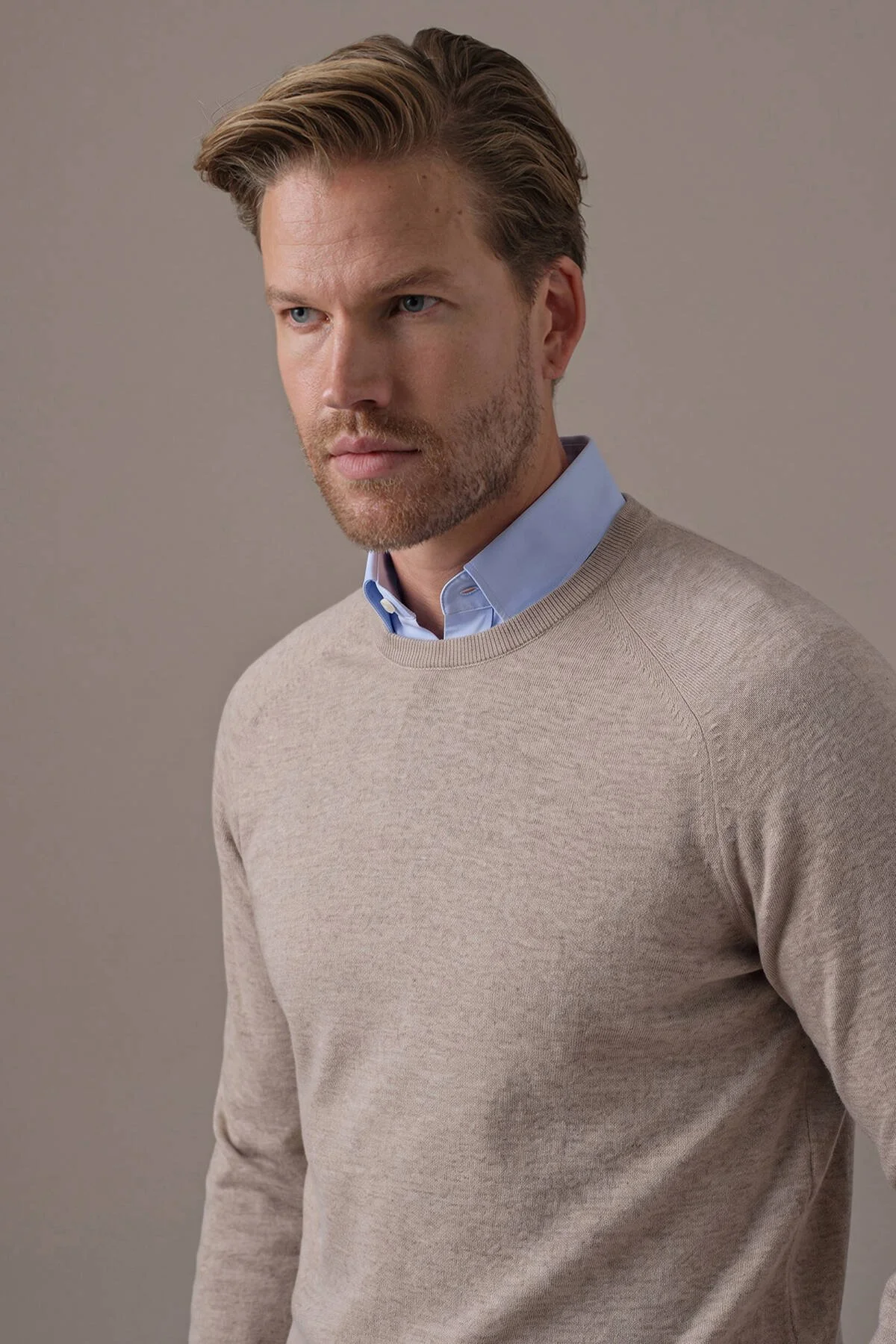 Hemington - Extrafine Merino Bisiklet Yaka Bej Triko (3)