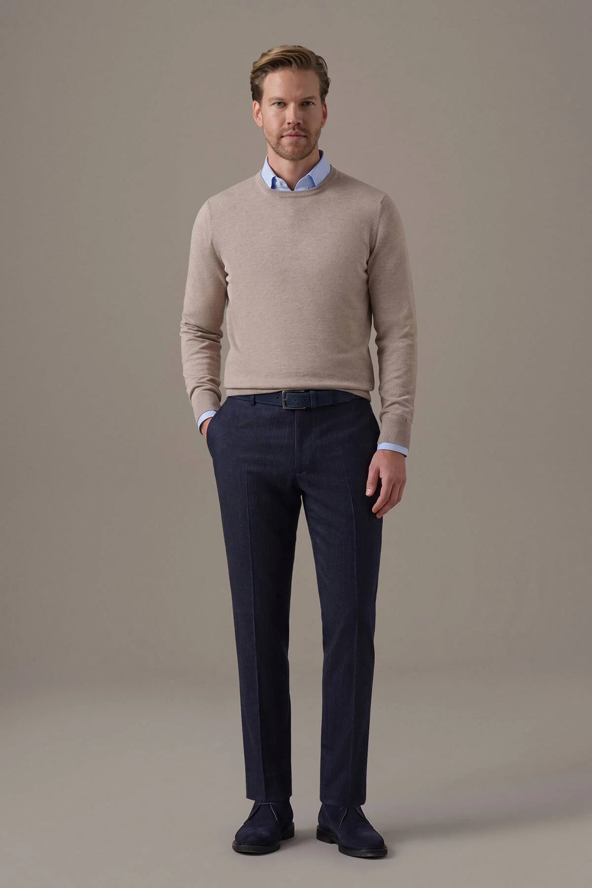 Hemington - Extrafine Merino Bisiklet Yaka Bej Triko (2)