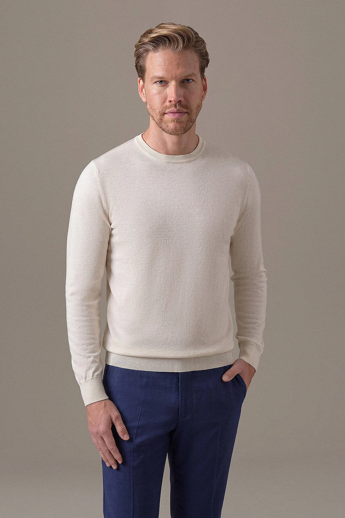 Hemington - Extrafine Merino Bisiklet Yaka Beyaz Triko (1)