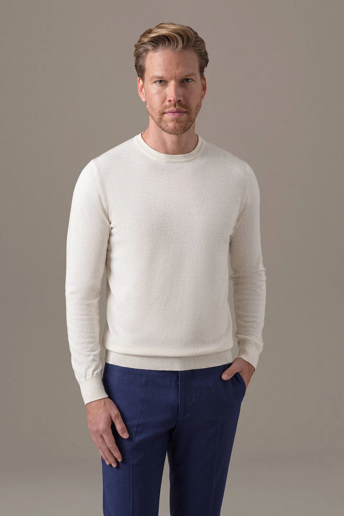 Hemington - Extrafine Merino Bisiklet Yaka Beyaz Triko (1)