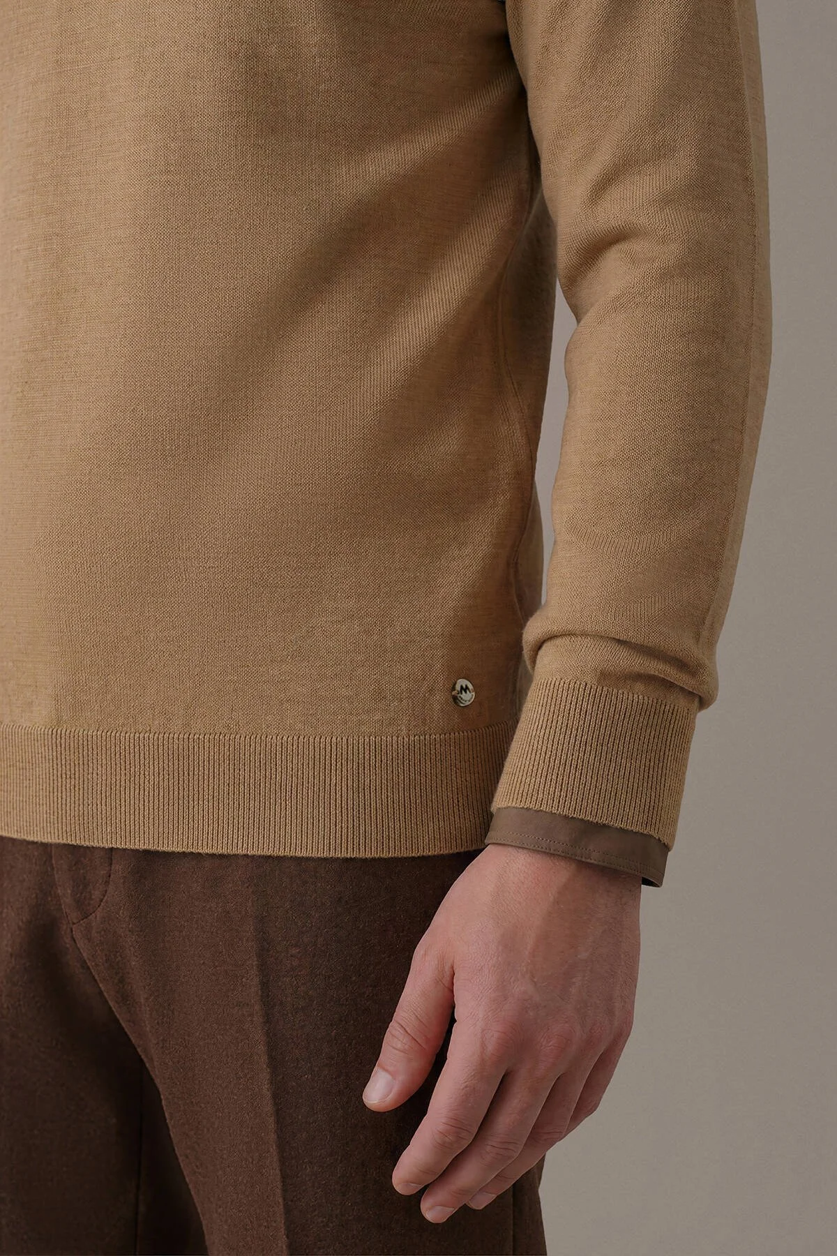 Hemington - Extrafine Merino Bisiklet Yaka Camel Triko (4)