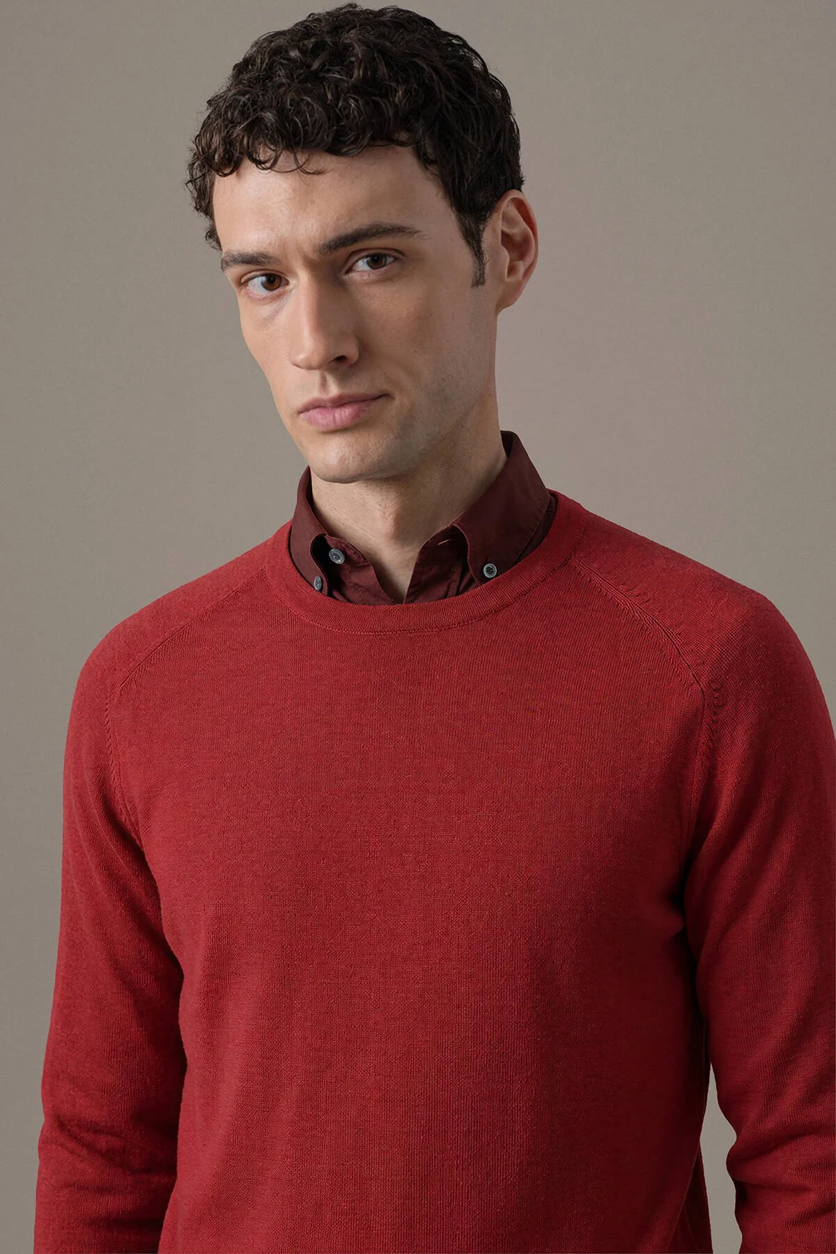 Hemington - Extrafine Merino Bisiklet Yaka Kırmızı Triko (1)