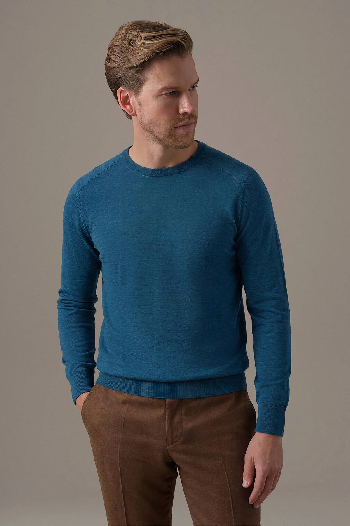 Hemington - Extrafine Merino Bisiklet Yaka Petrol Mavisi Triko (1)