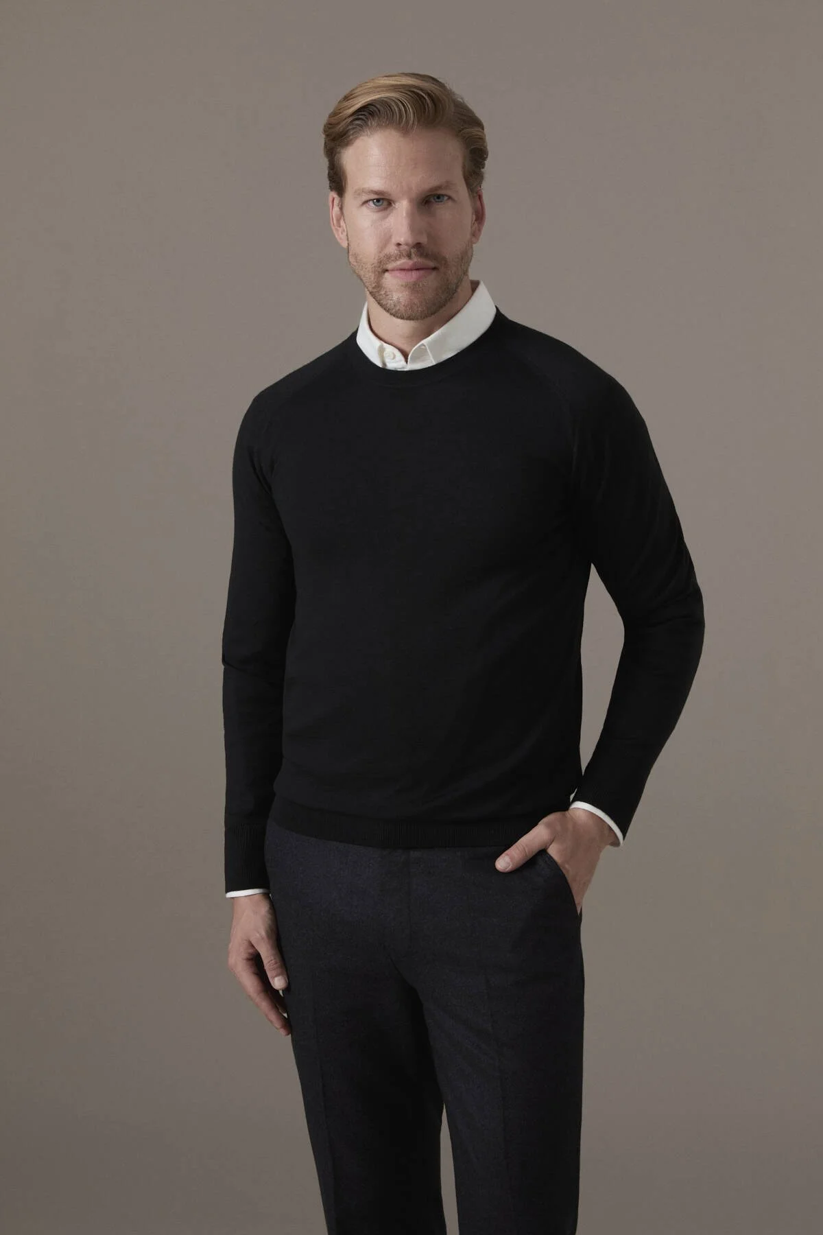 Hemington - Extrafine Merino Bisiklet Yaka Siyah Triko (1)