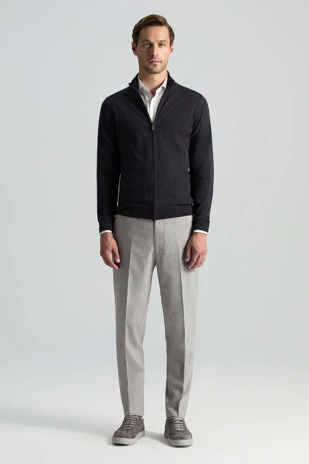 Hemington - Extrafine Merino Fermuarlı Antrasit Triko Hırka (1)