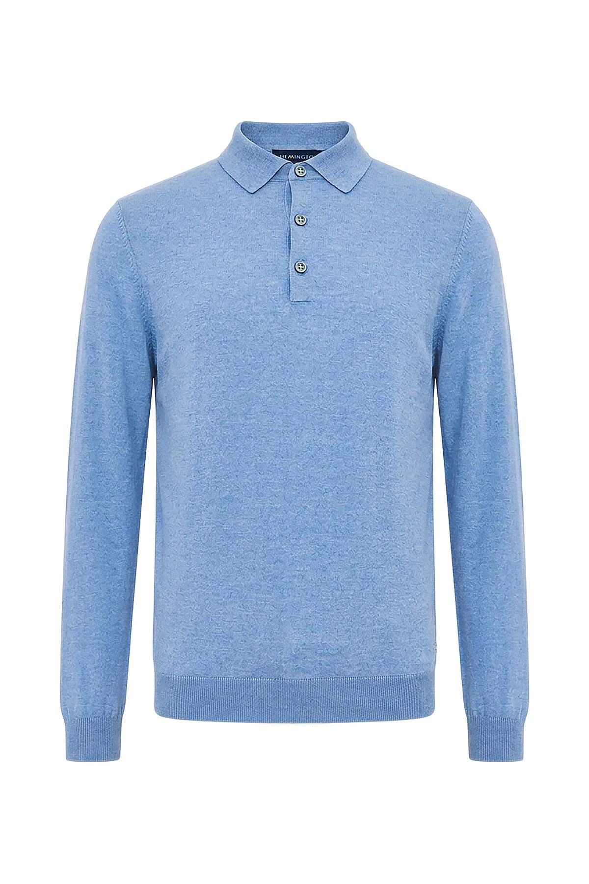Hemington - Extrafine Merino Gök Mavi 3 Düğme Polo Triko (5)