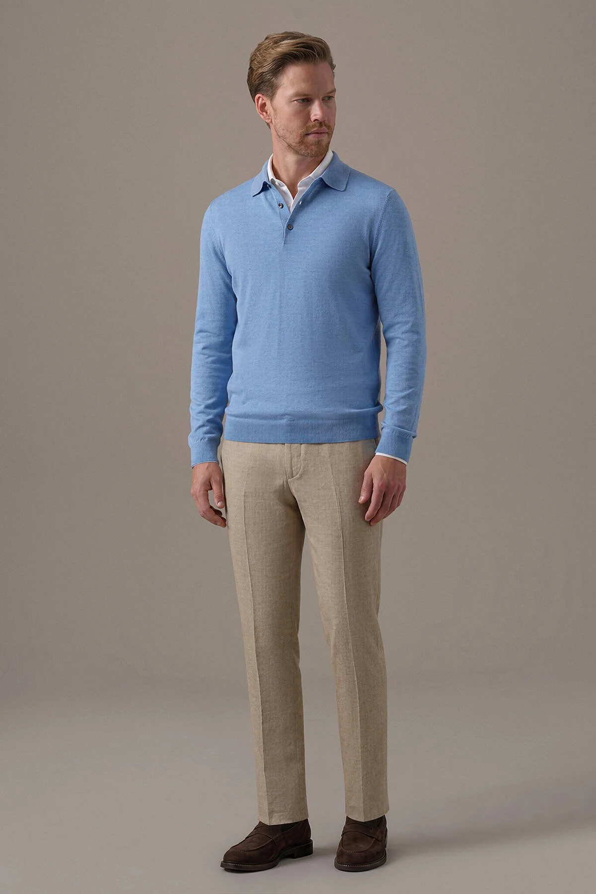 Hemington - Extrafine Merino Gök Mavi 3 Düğme Polo Triko (2)