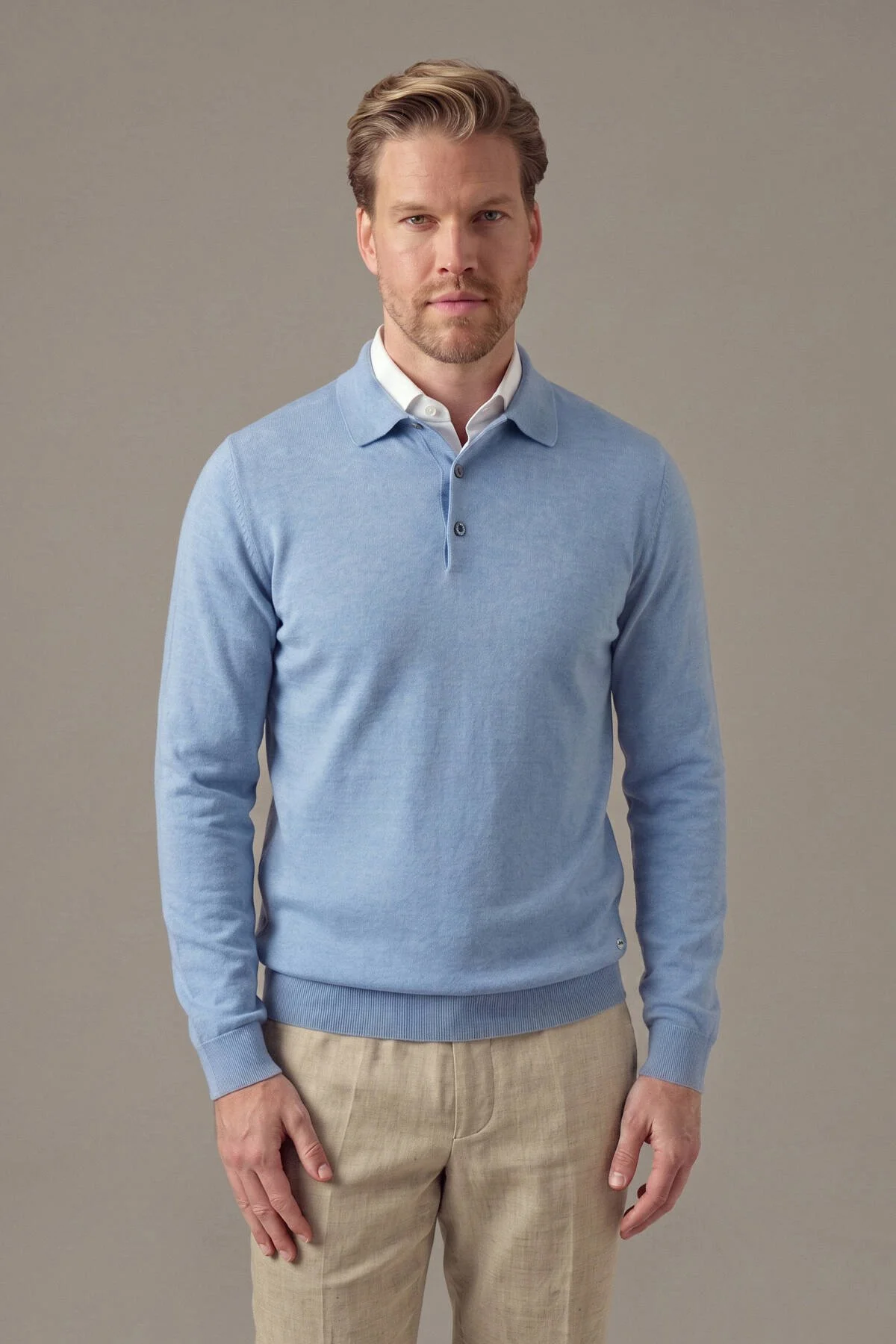Hemington - Extrafine Merino Gök Mavi 3 Düğme Polo Triko (1)