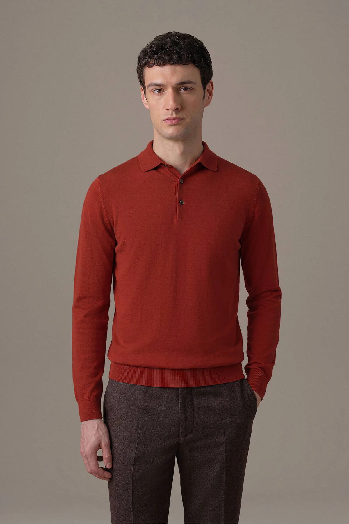 Hemington - Extrafine Merino Kırmızı 3 Düğme Polo Triko (1)