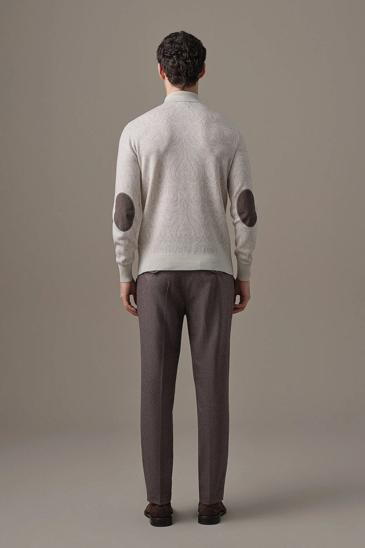 Hemington - Extrafine Merino Paisley Desen Bej Polo Triko (6)