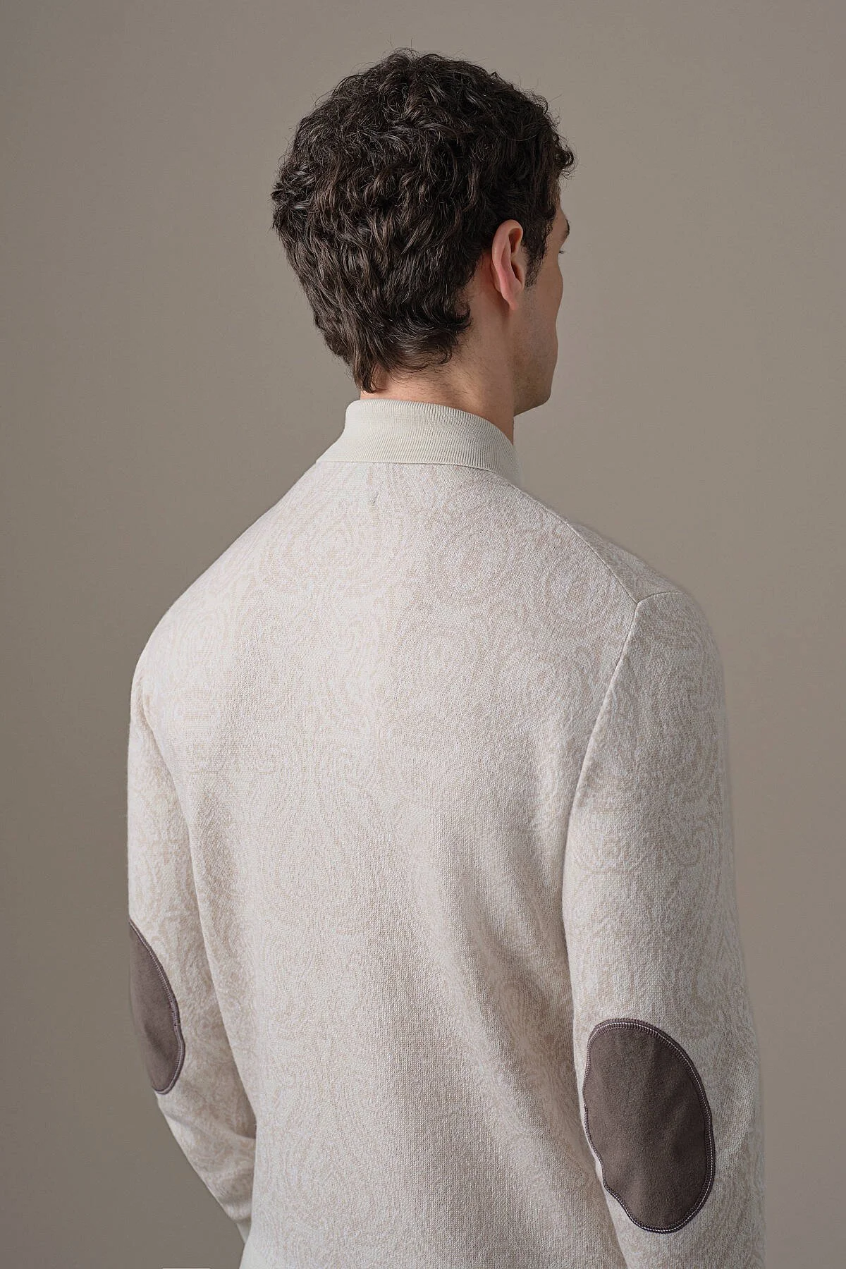 Hemington - Extrafine Merino Paisley Desen Bej Polo Triko (5)