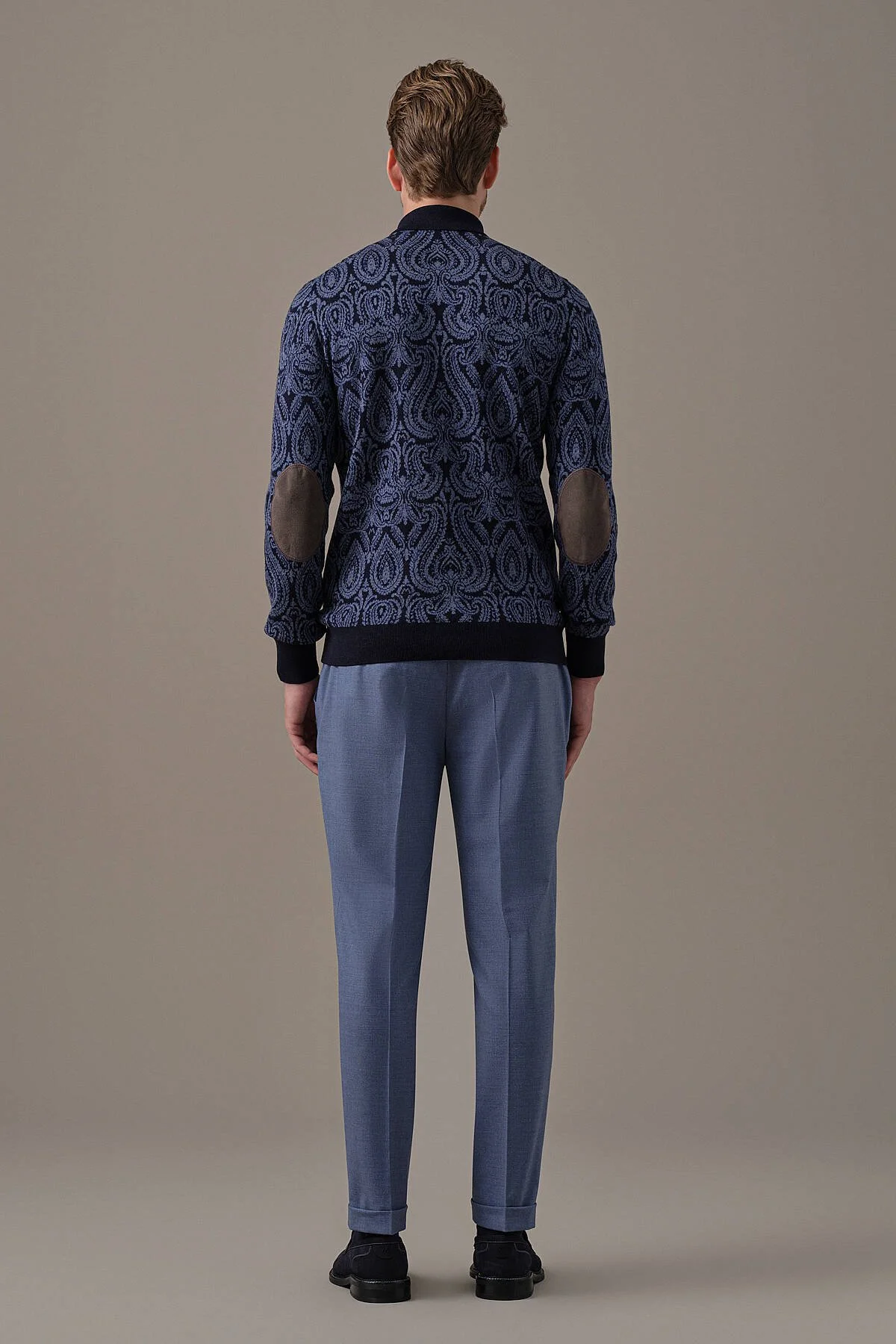 Hemington - Extrafine Merino Paisley Desen Lacivert Polo Triko (5)