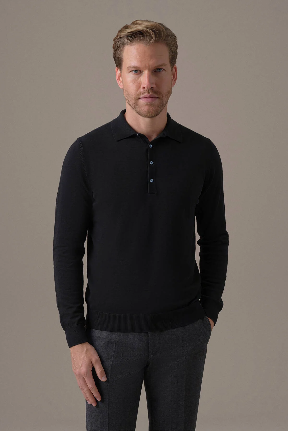 Hemington - Extrafine Merino Polo Yaka Siyah Triko (1)
