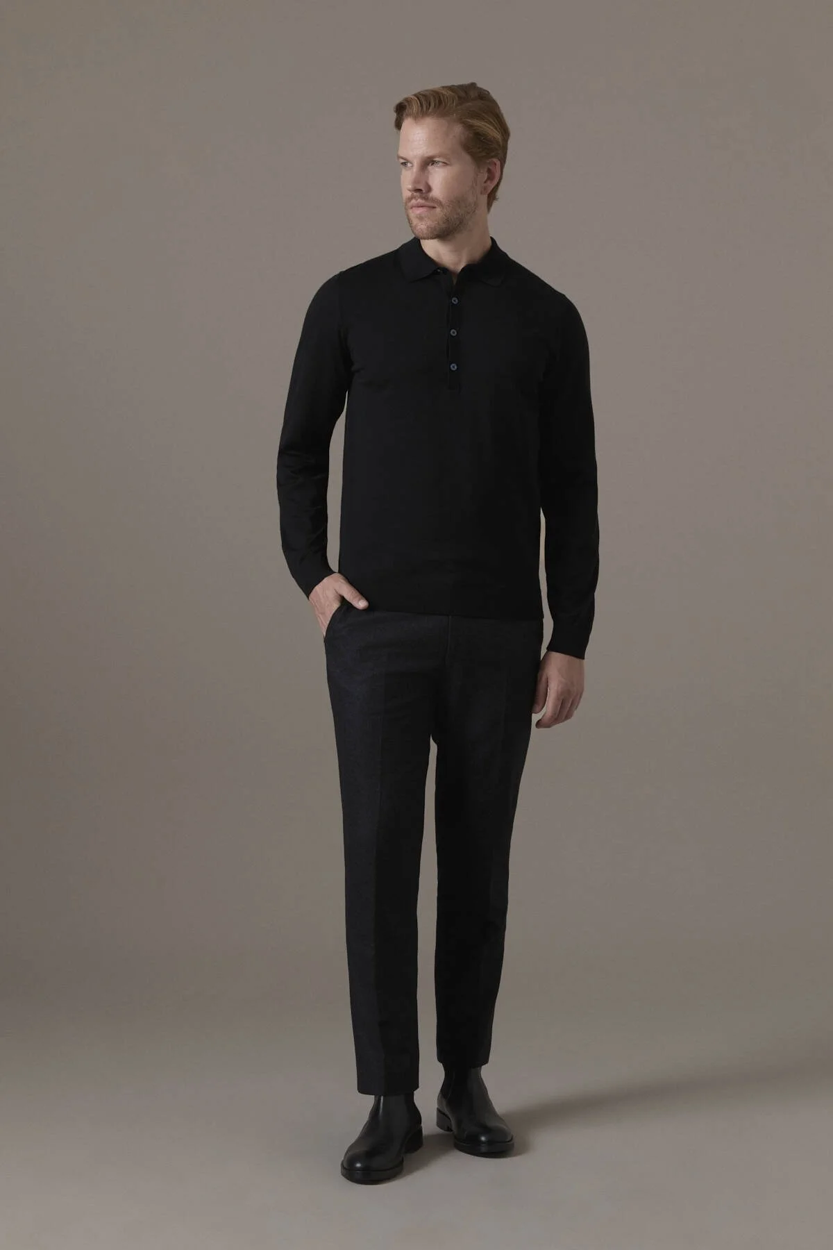 Hemington - Extrafine Merino Siyah 3 Düğme Polo Triko (2)