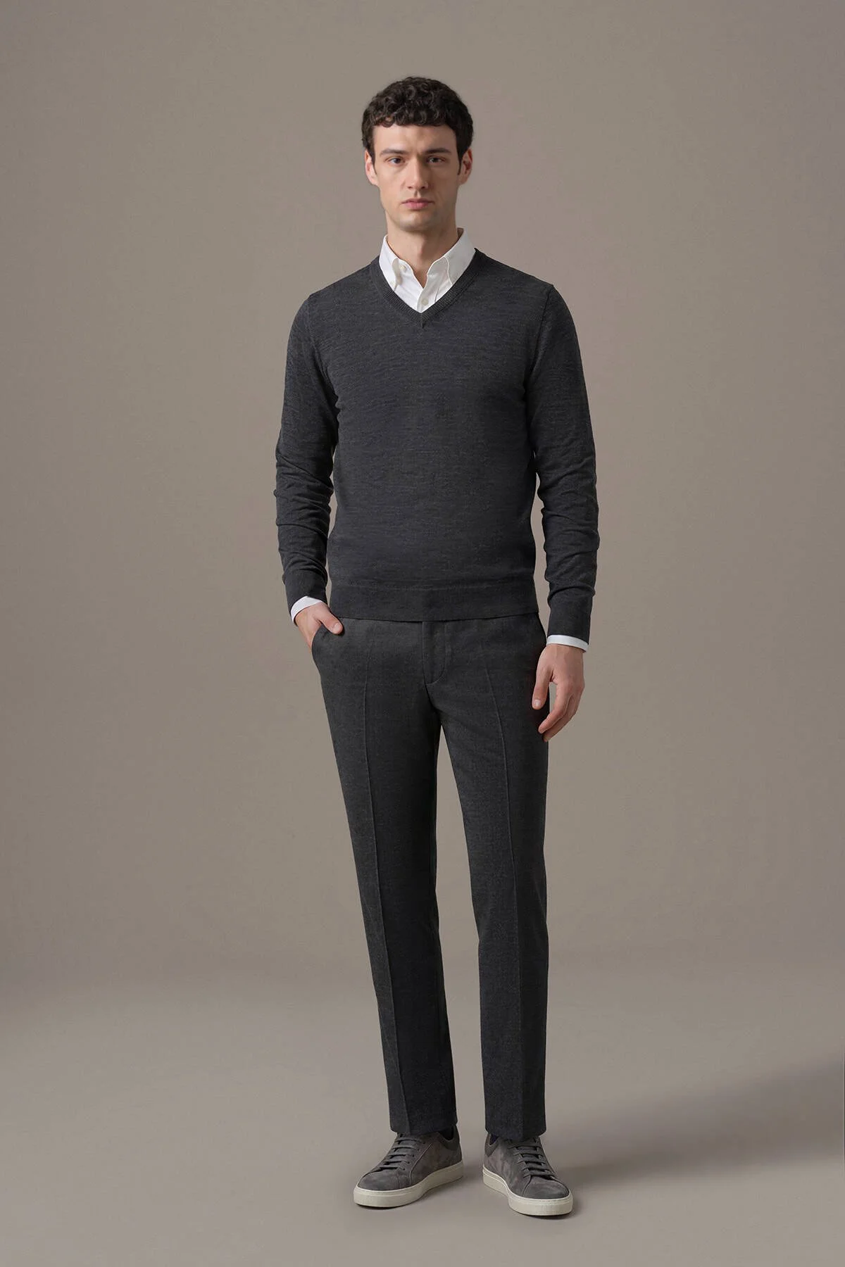 Hemington - Extrafine Merino V Yaka Antrasit Triko (2)