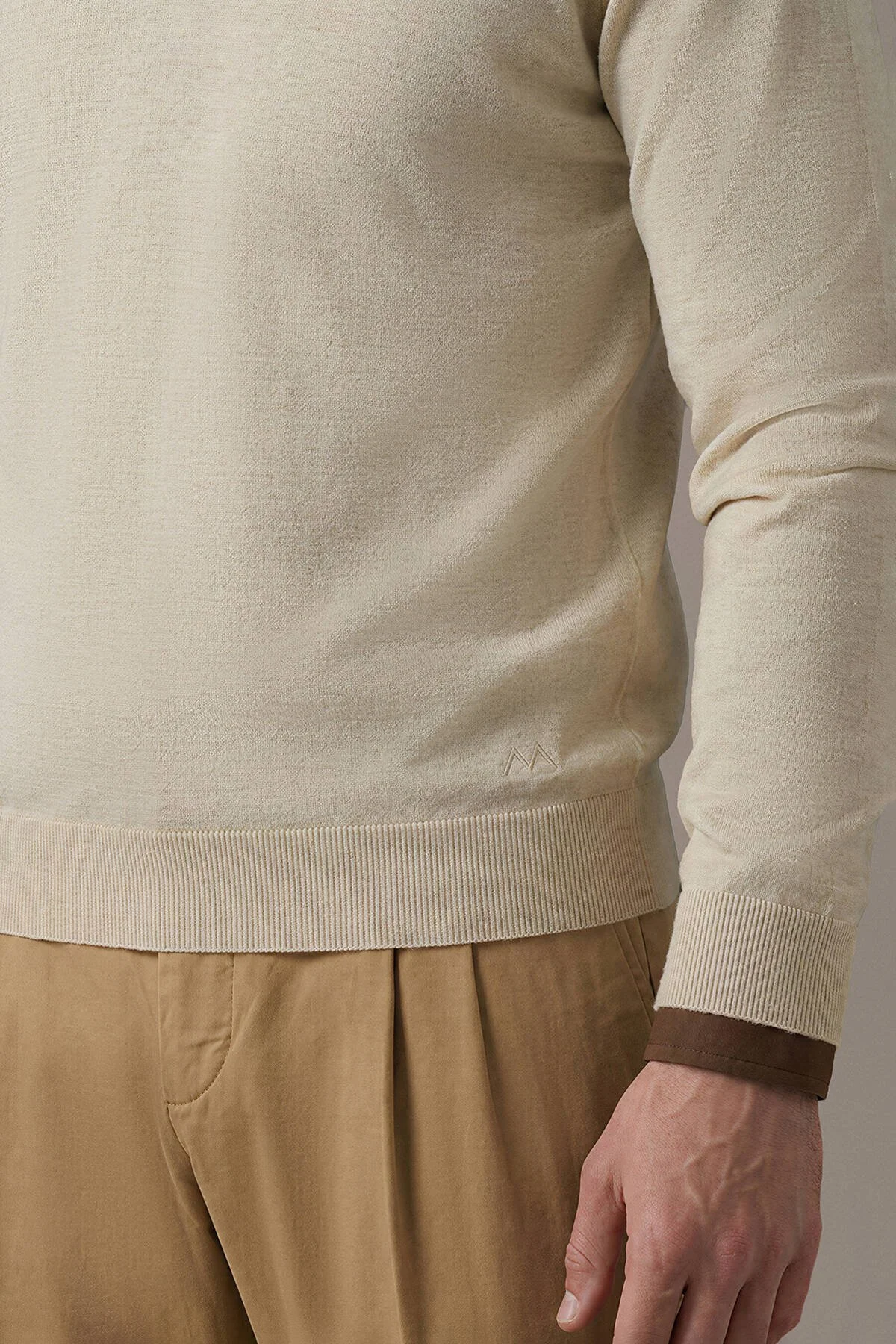 Hemington - Extrafine Merino V Yaka Bej Triko (4)