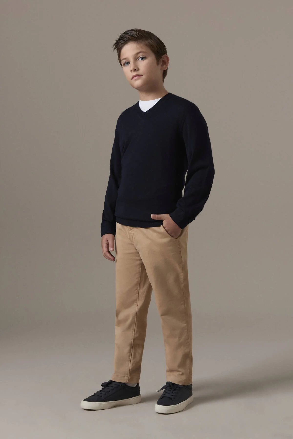 Hemington - Extrafine Merino V Yaka Lacivert Çocuk Triko (2)