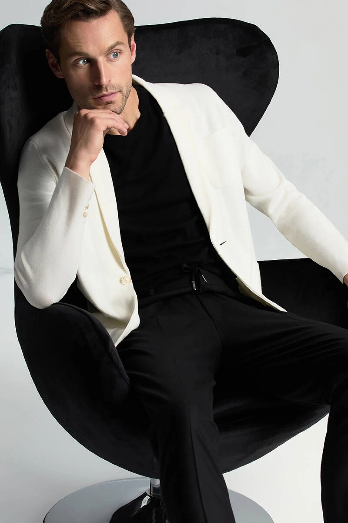 Hemington - Extrafine Merino Ekru Triko Blazer Ceket (1)