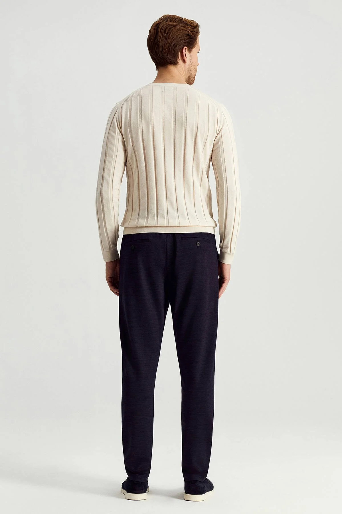 Hemington - Extrafine Merino Yün-Pamuk Karışım Desenli Açık Bej Triko (5)