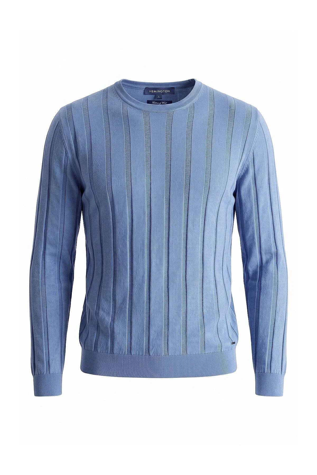 Hemington - Extrafine Merino Yün-Pamuk Karışım Desenli Mavi Triko (6)