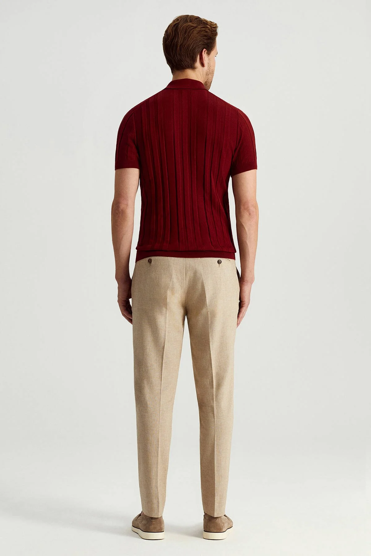Hemington - Extrafine Merino Yün-Pamuk Karışım Üç Düğme Bordo Triko Polo (5)