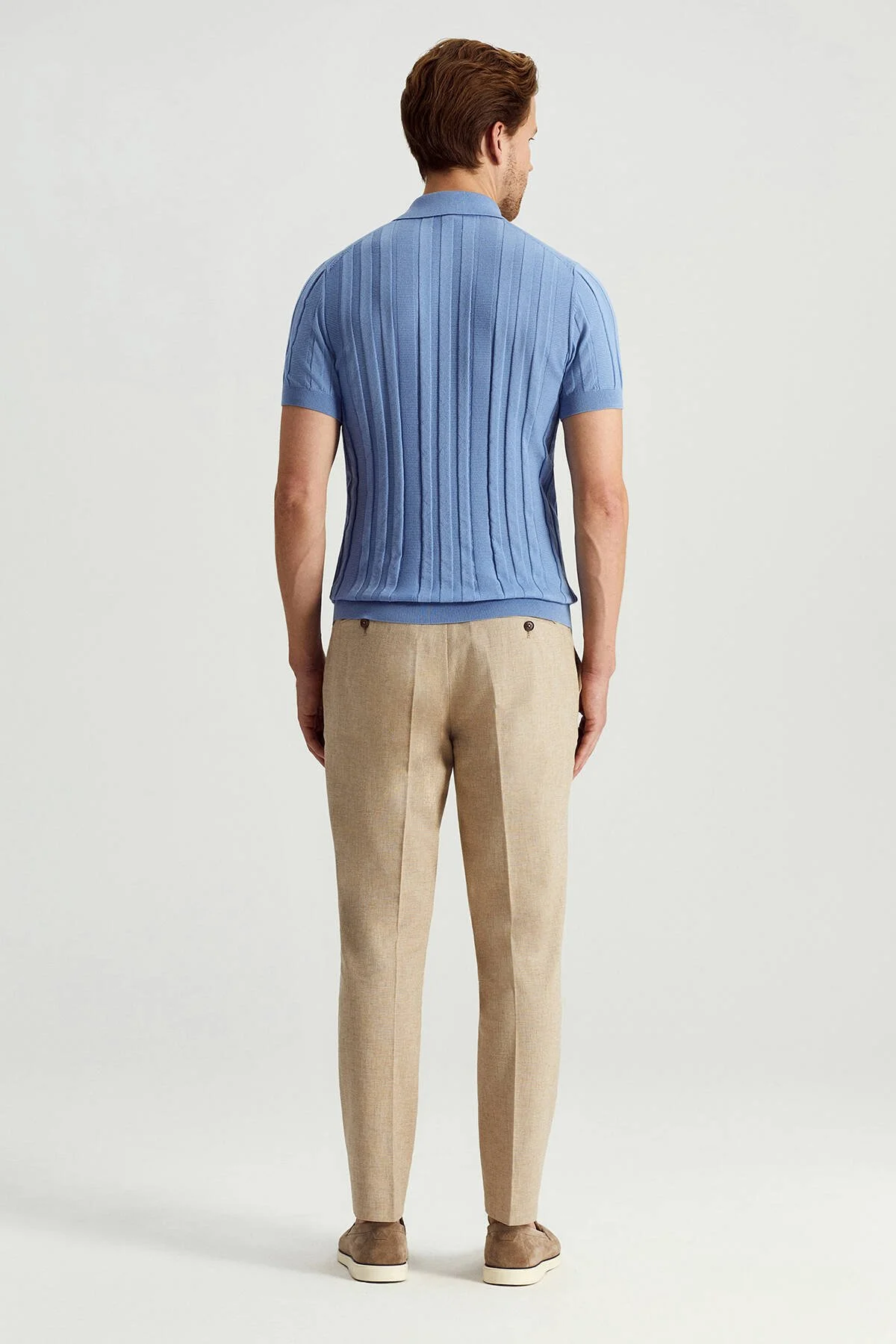 Hemington - Extrafine Merino Yün-Pamuk Karışım Üç Düğme Mavi Triko Polo (5)