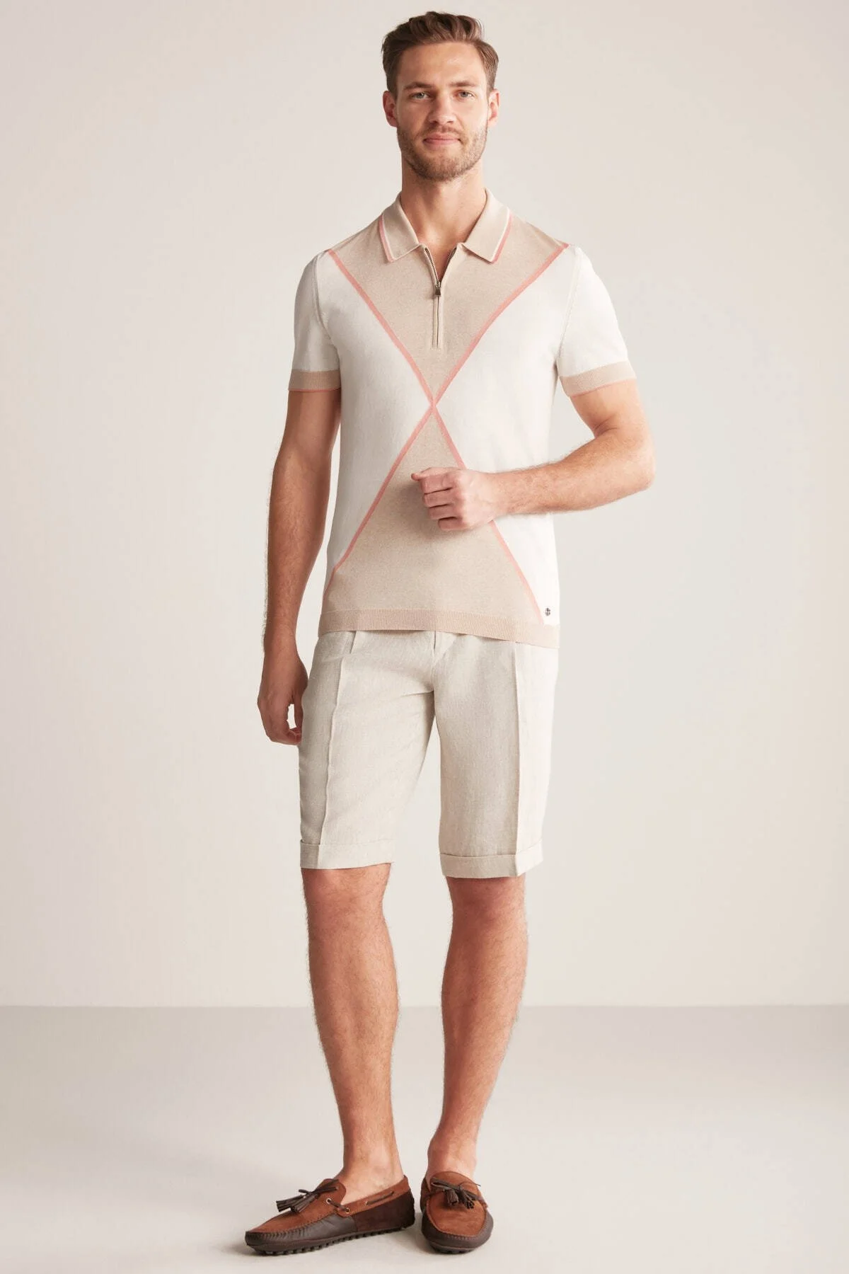 Hemington - Fermuar Detaylı Camel-Krem Rengi Triko Polo (4)