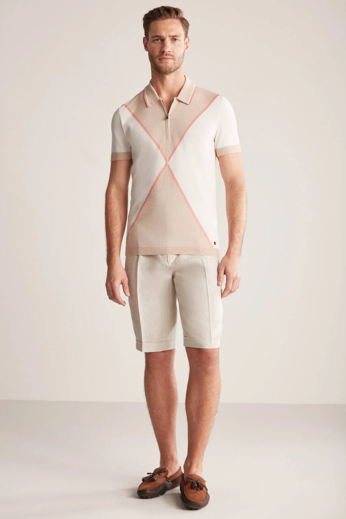 Hemington - Fermuar Detaylı Camel-Krem Rengi Triko Polo (2)