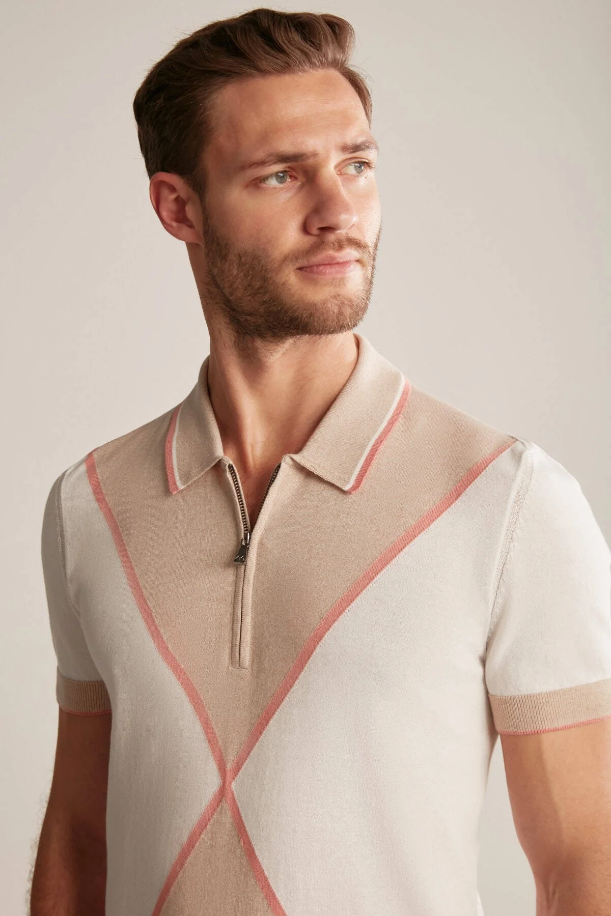 Hemington - Fermuar Detaylı Camel-Krem Rengi Triko Polo (5)