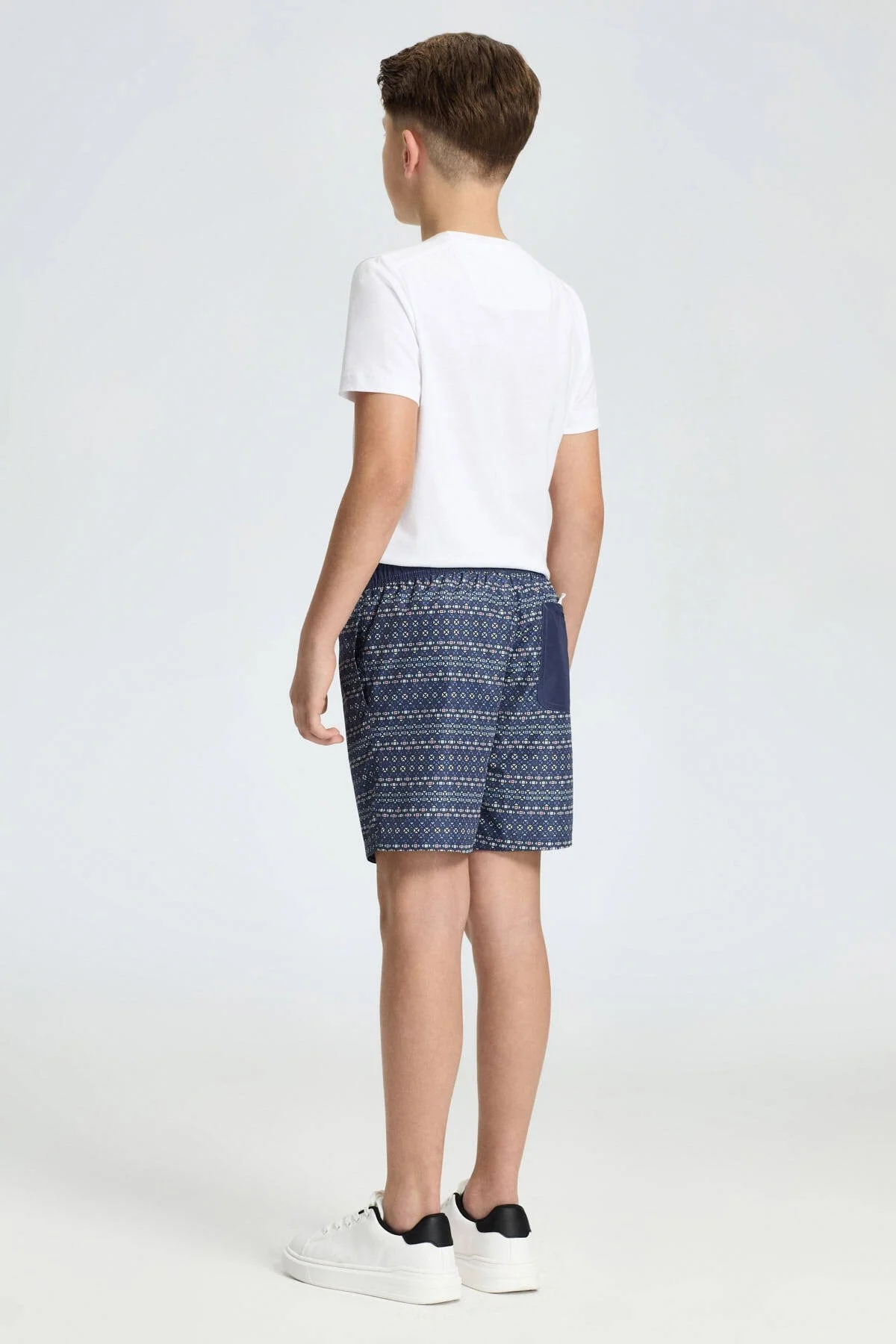 Hemington - Geometrik Desen Lacivert Quick Dry Çocuk Mayo (5)