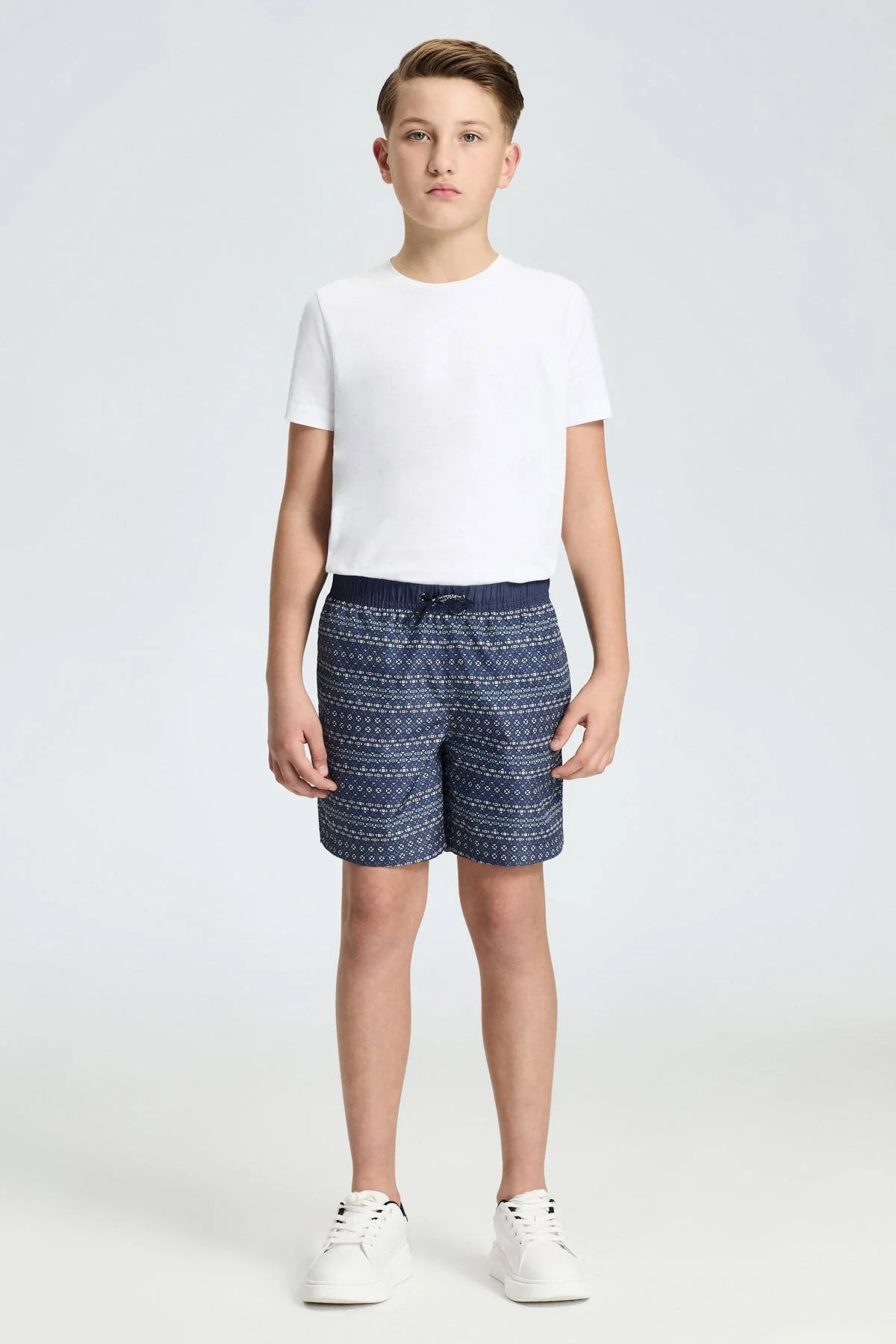 Hemington - Geometrik Desen Lacivert Quick Dry Çocuk Mayo (1)