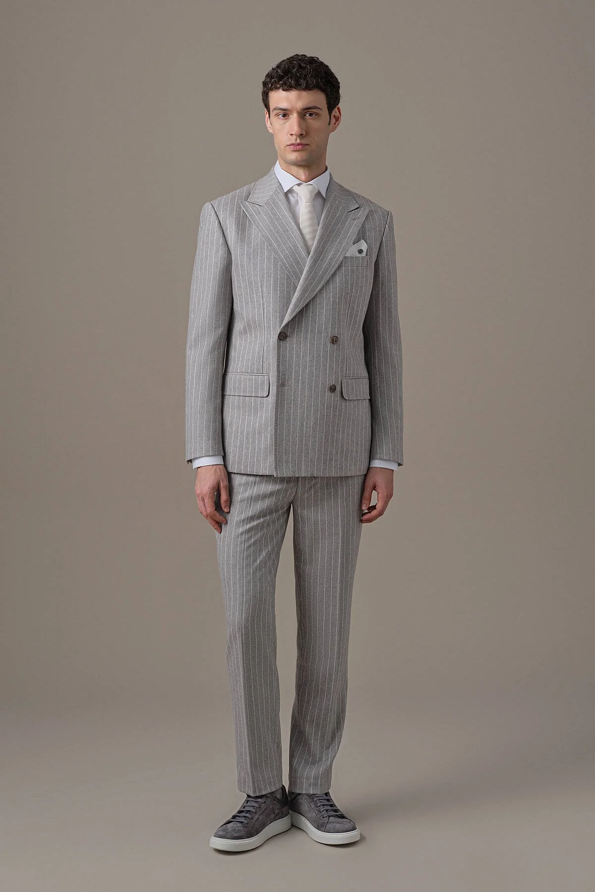 Hemington - Gri Beyaz Chalkstripe Desen Kruvaze Ceket (3)