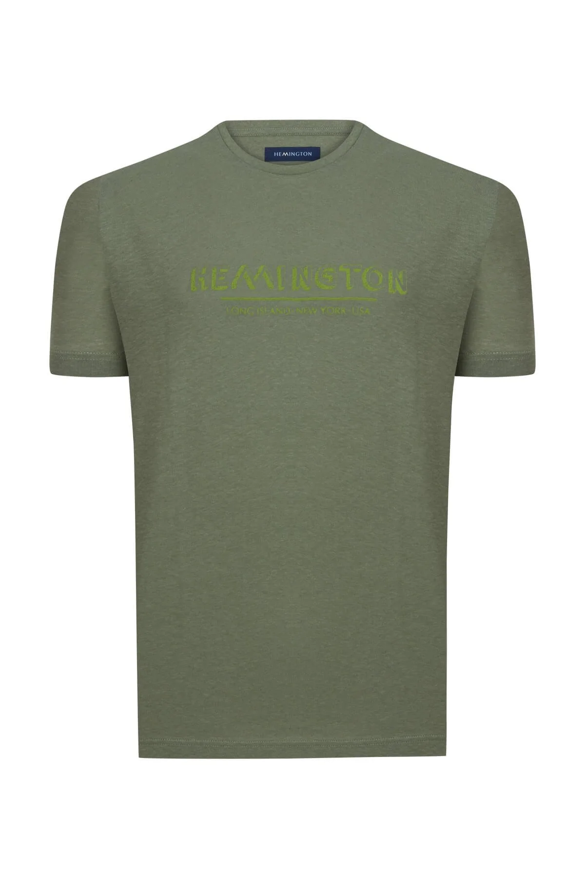 Hemington - Hemington Baskılı Keten Pamuk Karışım Haki T-Shirt (9)
