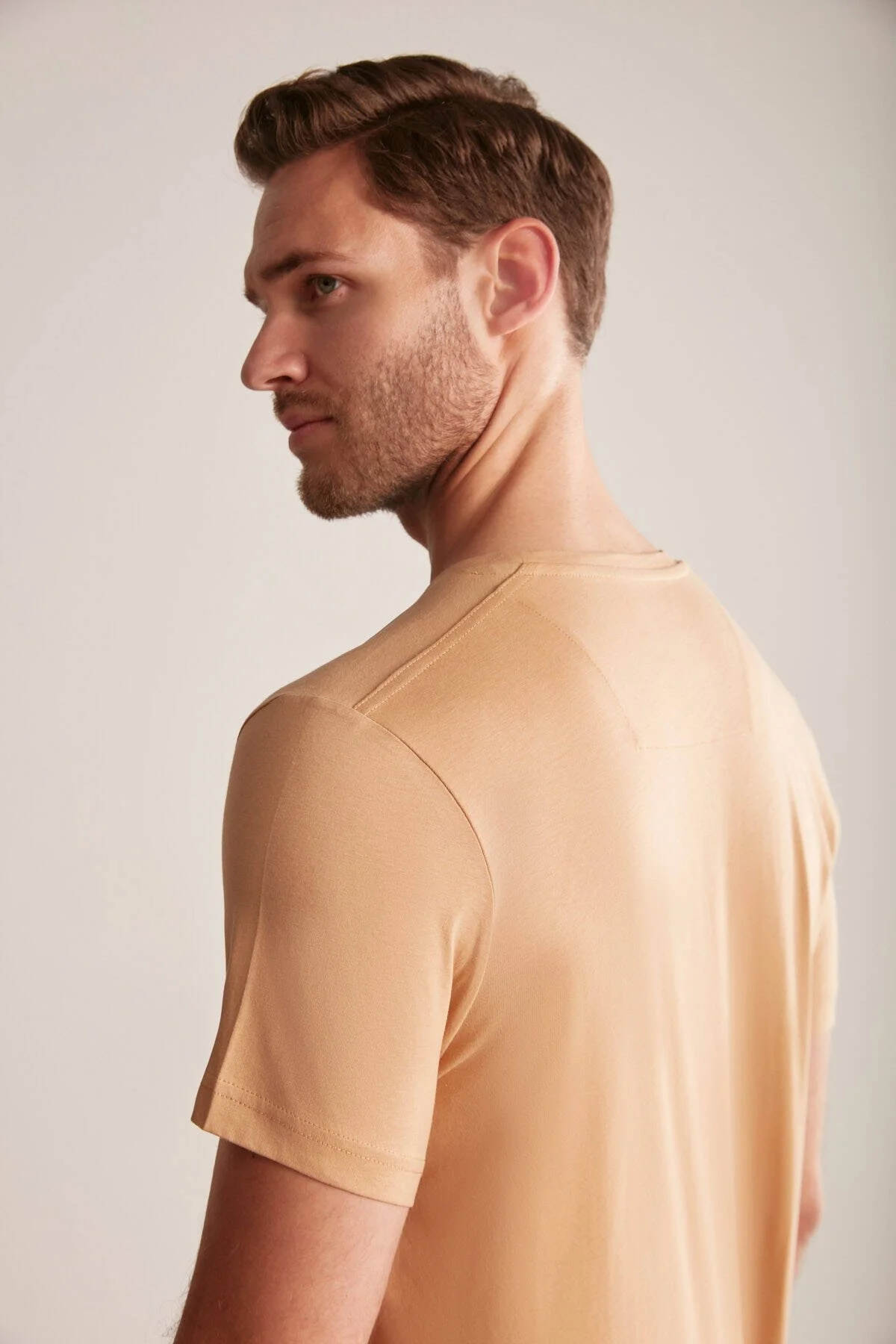 Hemington - Hemington Kabartma Baskılı Kum Rengi Pima Pamuk T-Shirt (3)