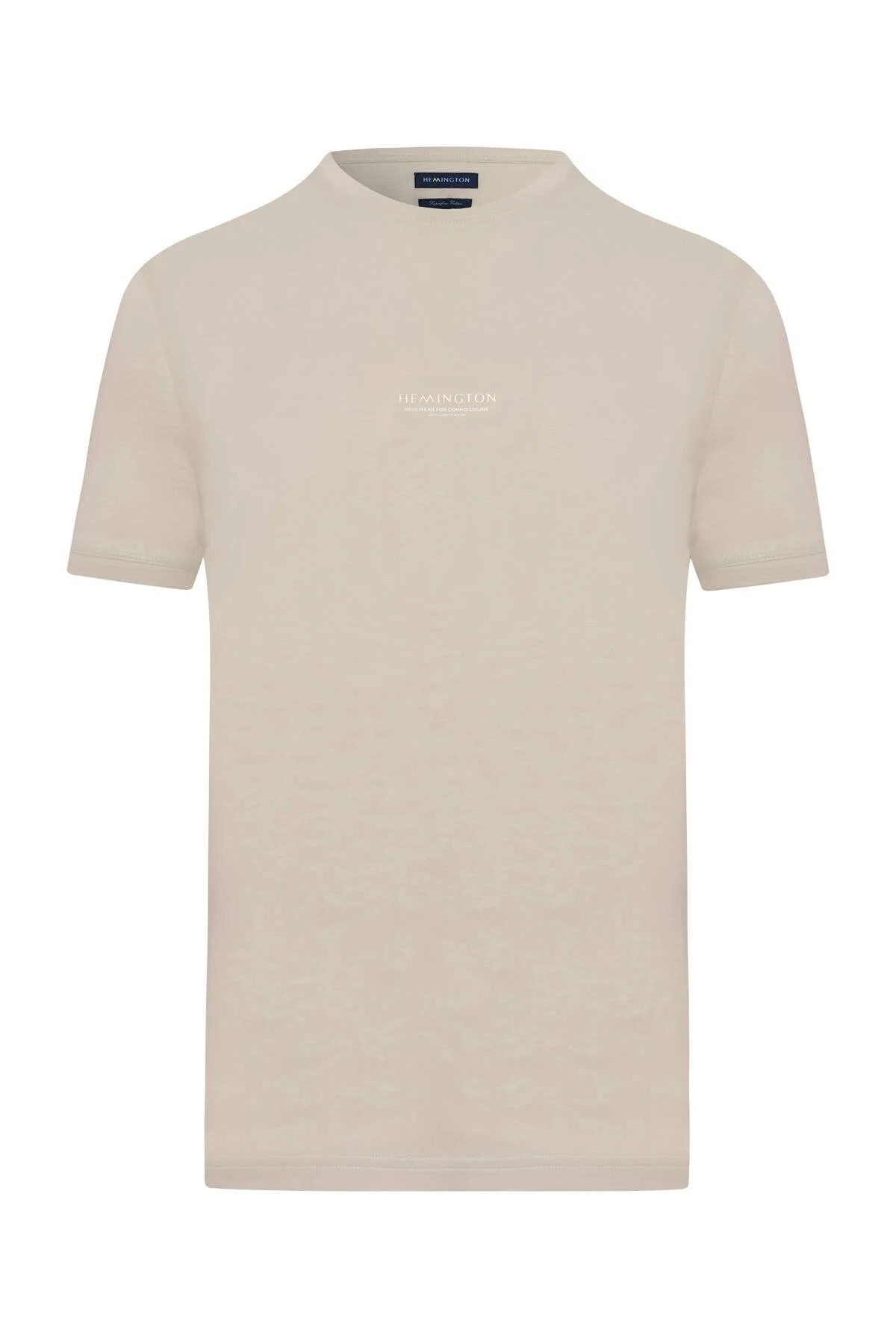 Hemington - Hemington Baskılı Merserize Pamuk Açık Bej Bisiklet Yaka T-Shirt (7)