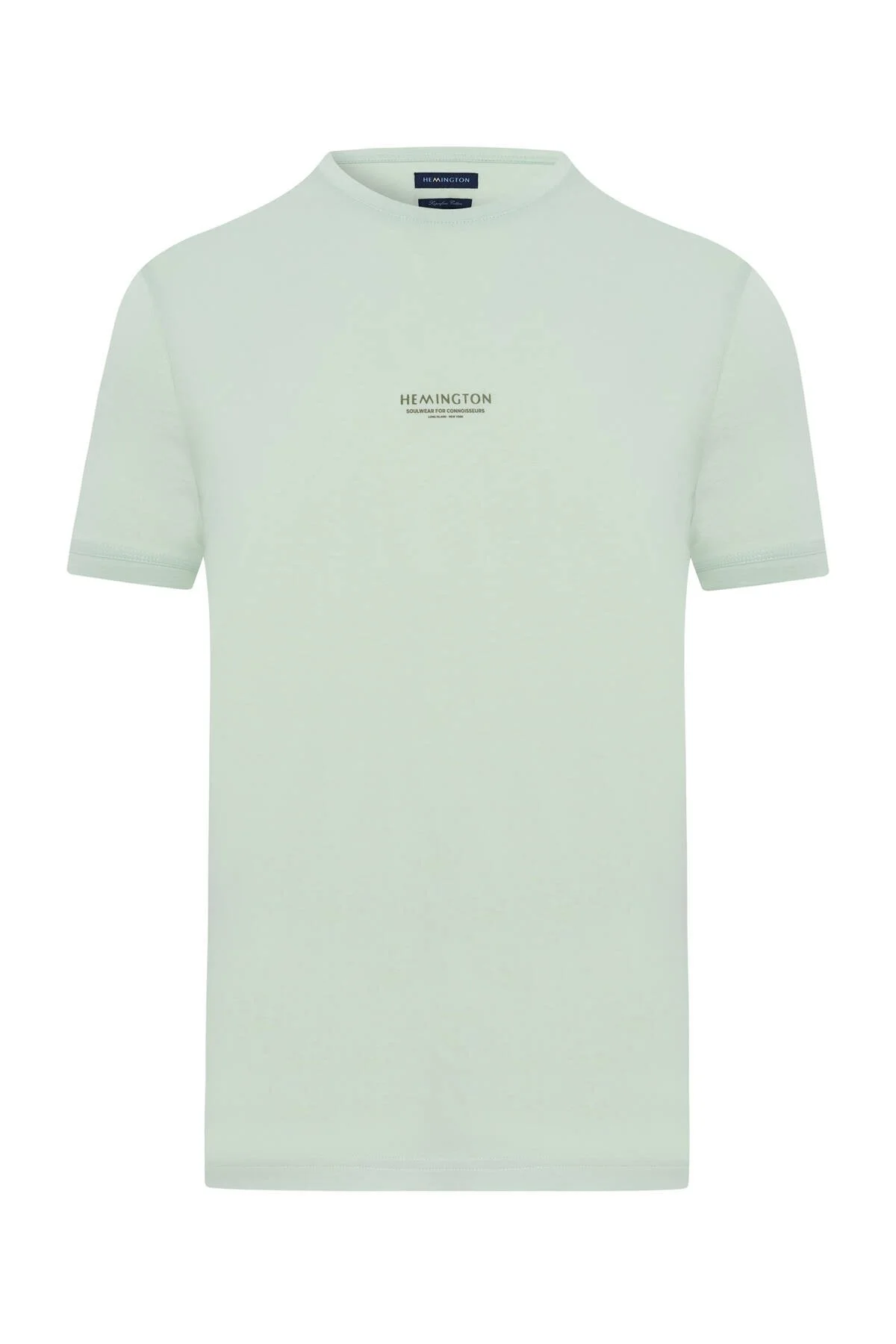 Hemington - Hemington Baskılı Merserize Pamuk Açık Yeşil Bisiklet Yaka T-Shirt (7)
