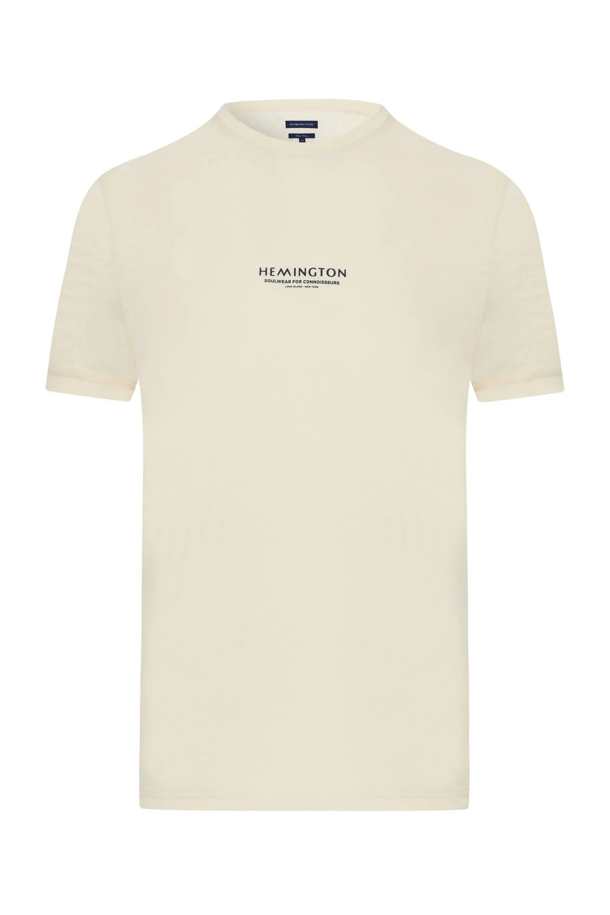 Hemington - Hemington Baskılı Merserize Pamuk Krem Rengi Bisiklet Yaka T-Shirt (7)