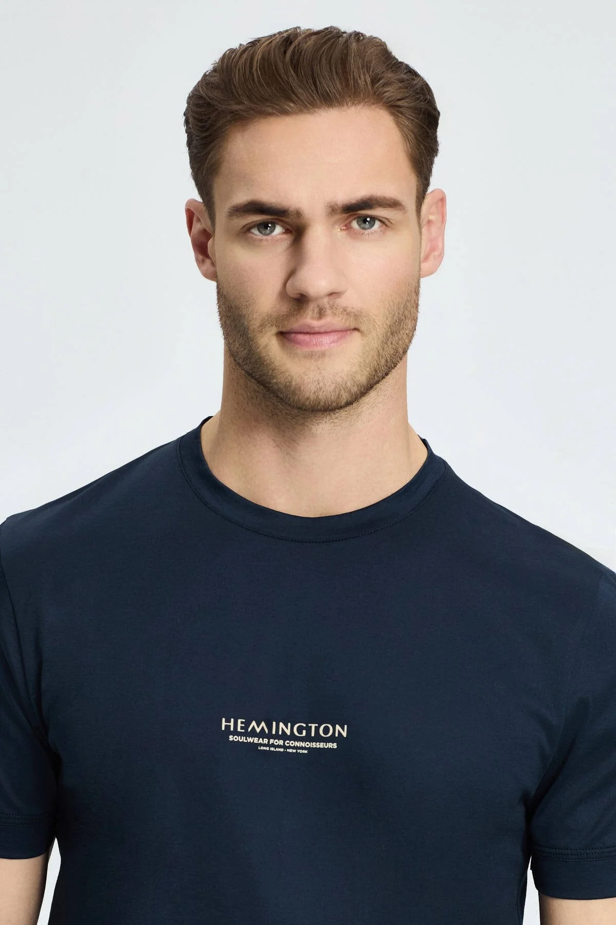 Hemington - Hemington Baskılı Merserize Pamuk Lacivert Bisiklet Yaka T-Shirt (4)