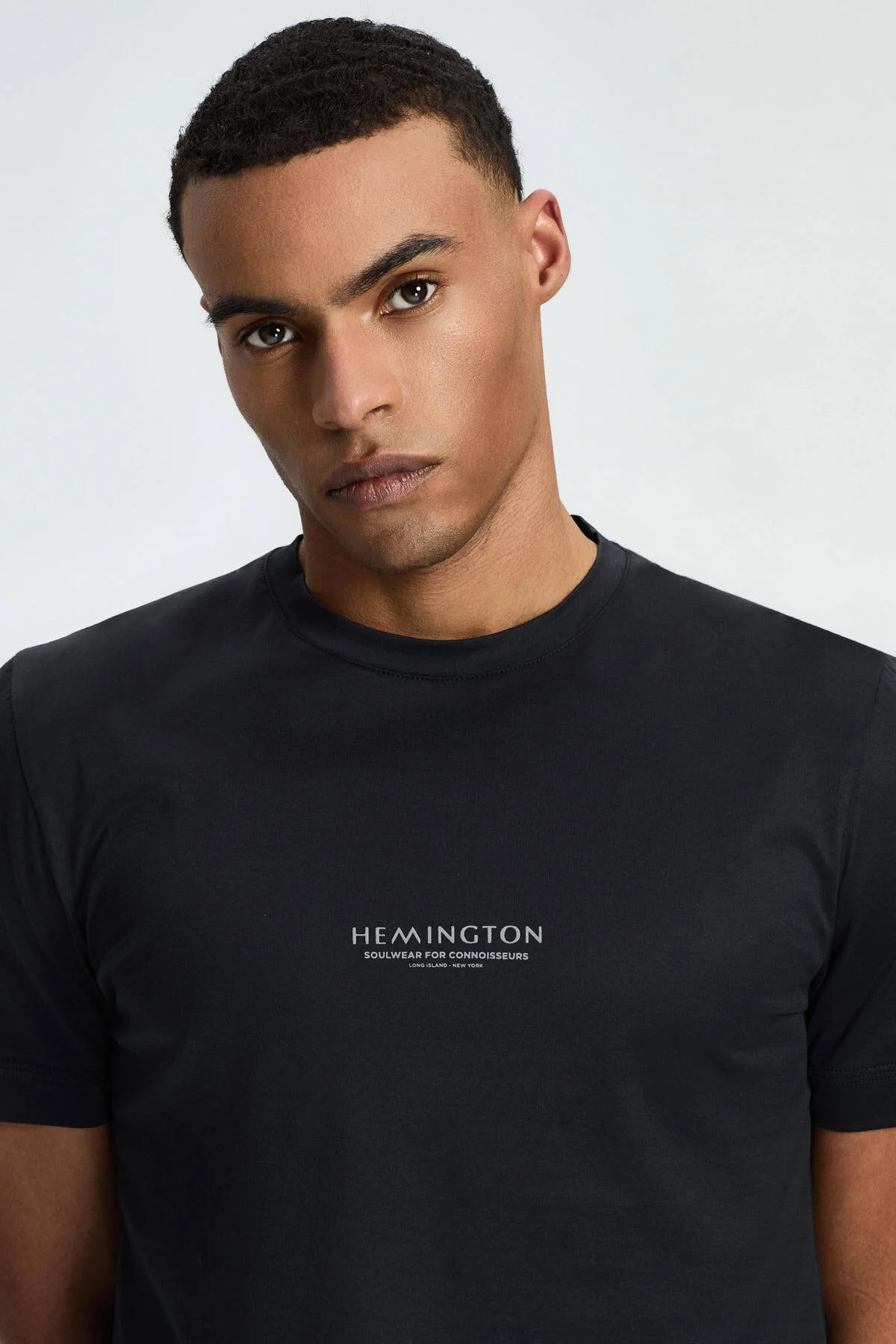 Hemington - Hemington Baskılı Merserize Pamuk Siyah Bisiklet Yaka T-Shirt (1)