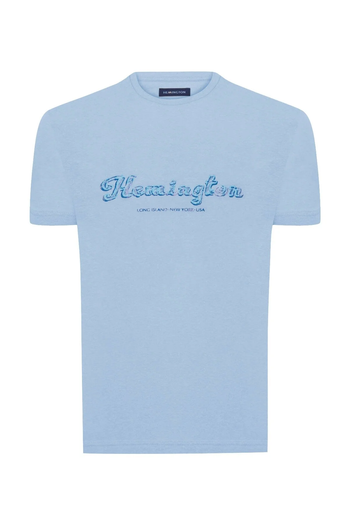 Hemington - Hemington Nakış Logolu Bisiklet Yaka Mavi Pamuk T-Shirt (7)