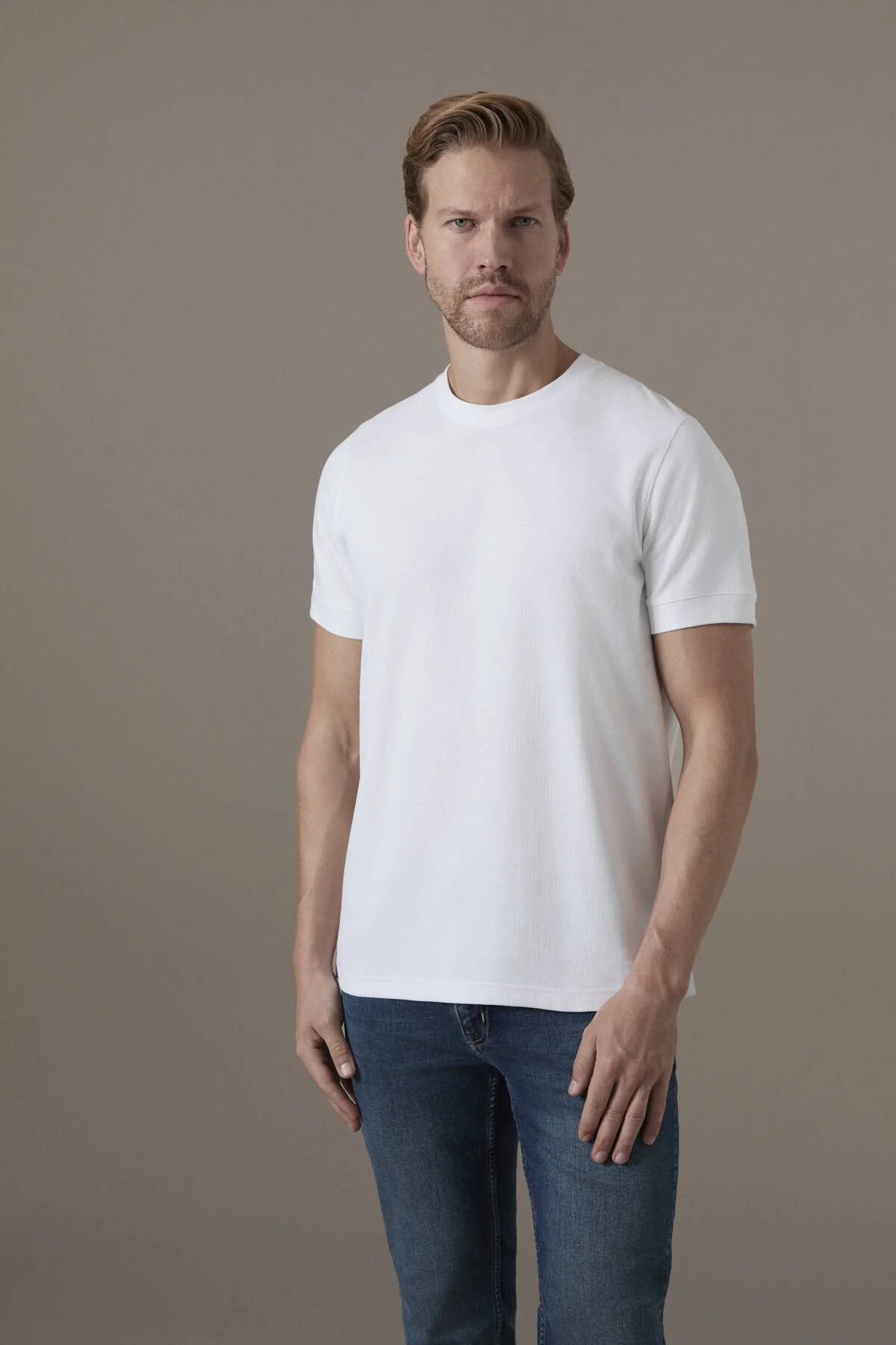 Hemington - İnterlok Örgü Bisiklet Yaka Beyaz T-Shirt (1)