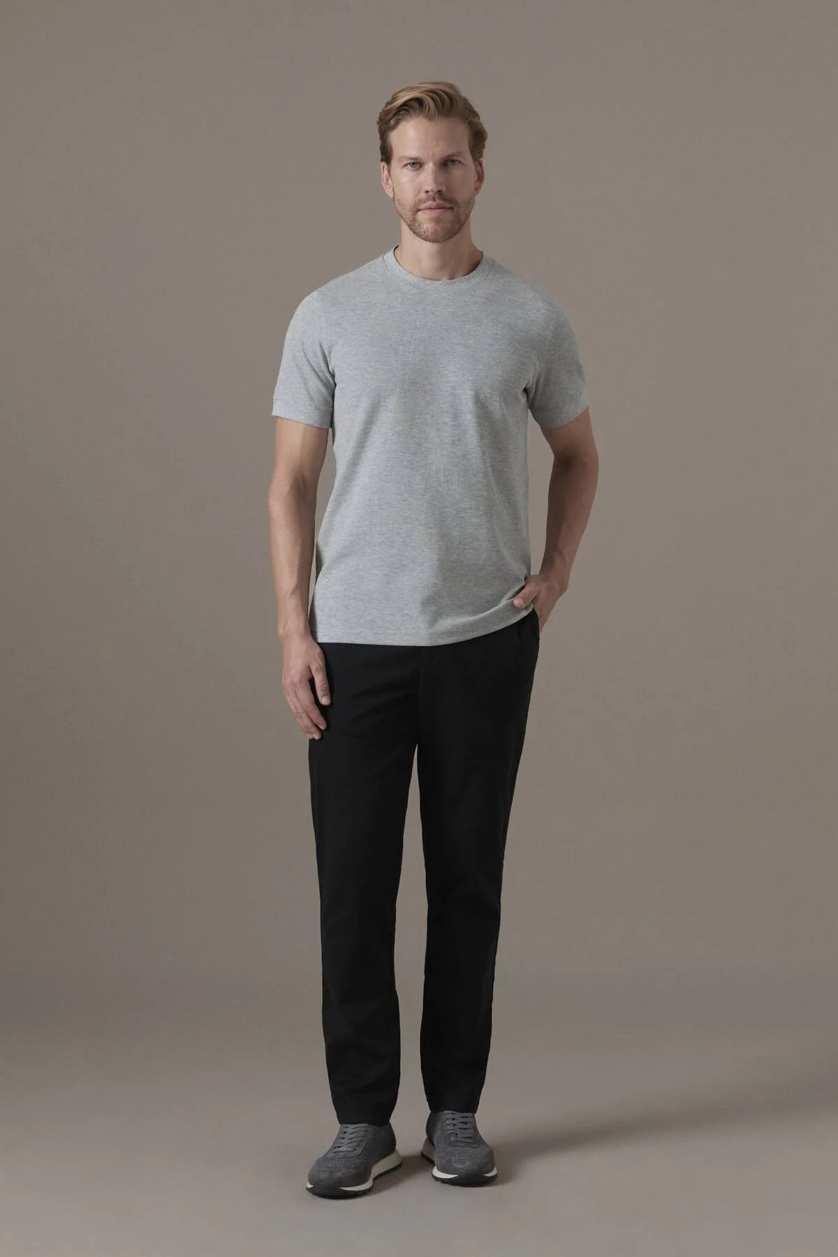 Hemington - İnterlok Örgü Bisiklet Yaka Gri T-Shirt (2)