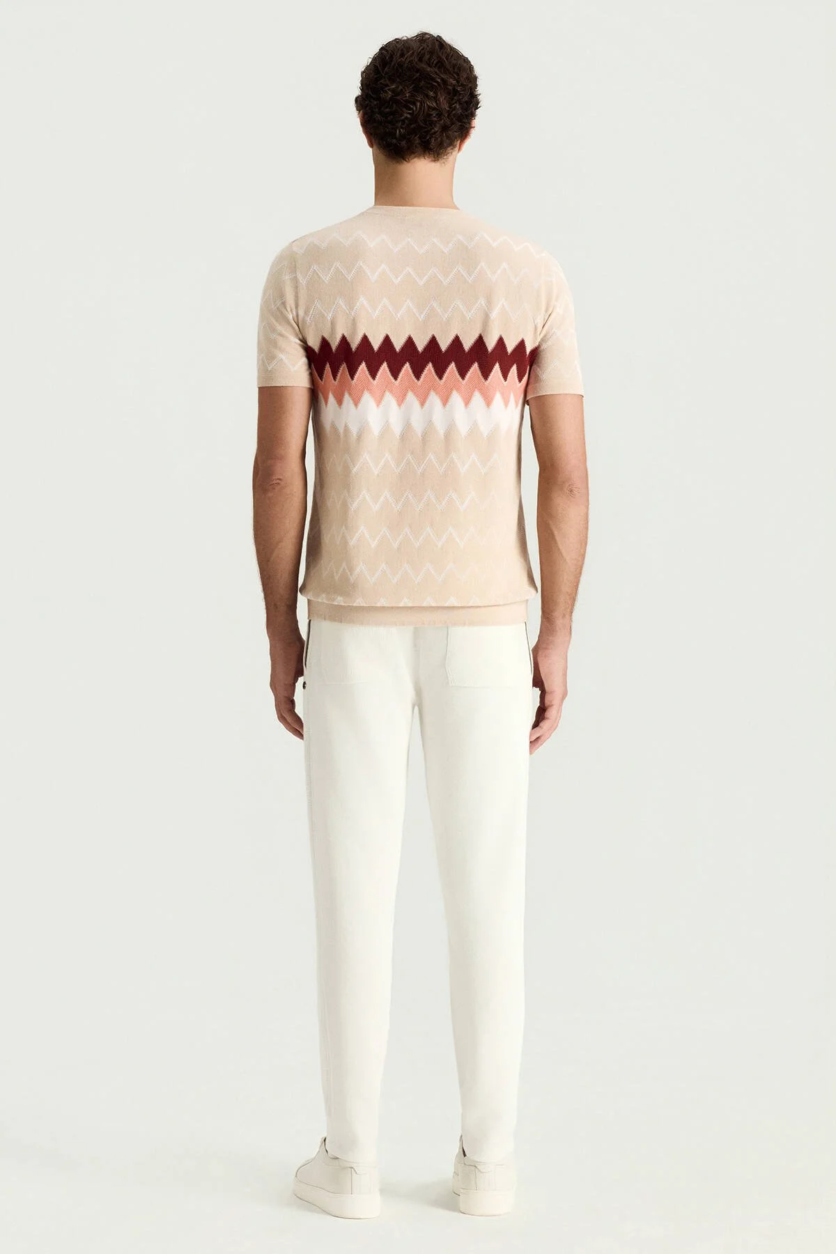 Hemington - İtalyan İplik Zigzag Desen Bej Triko T-Shirt (5)
