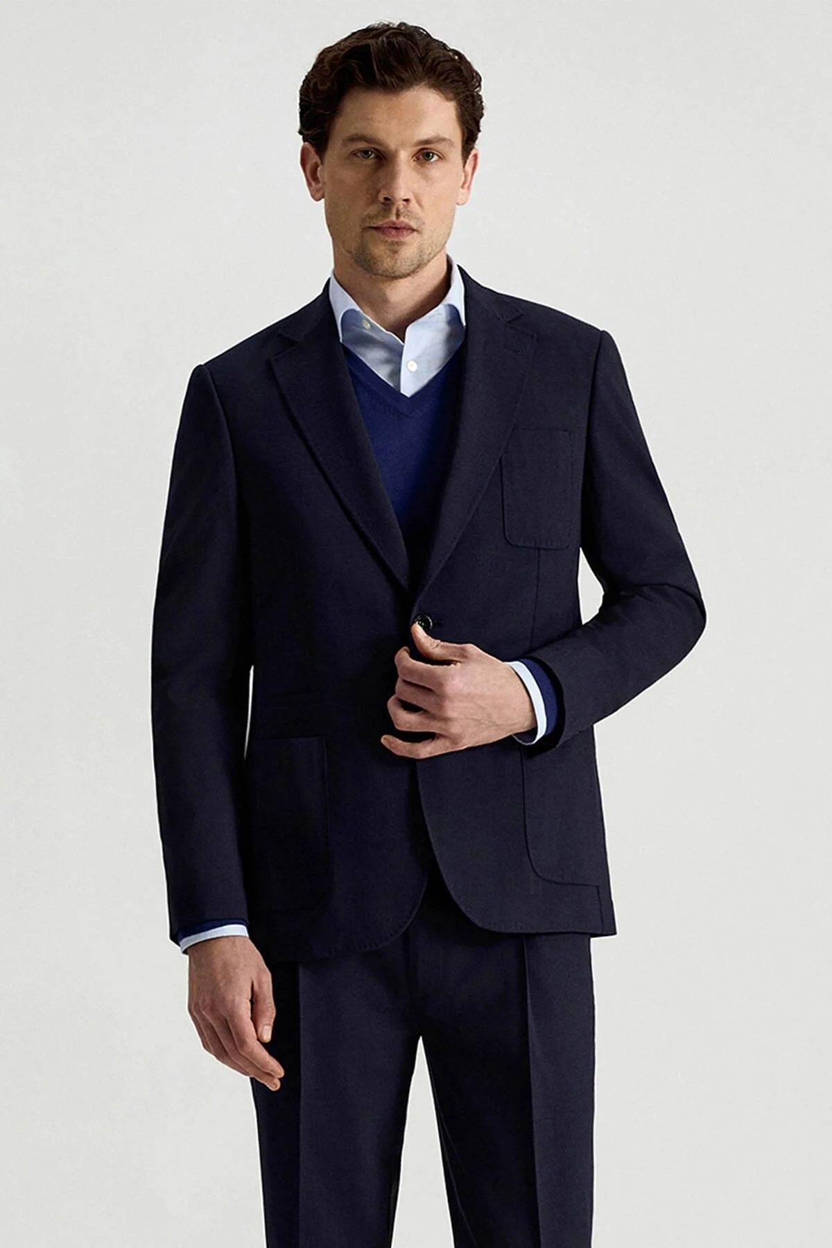 Hemington - İtalyan Keten-Yün Lacivert Yazlık Blazer Ceket (2)