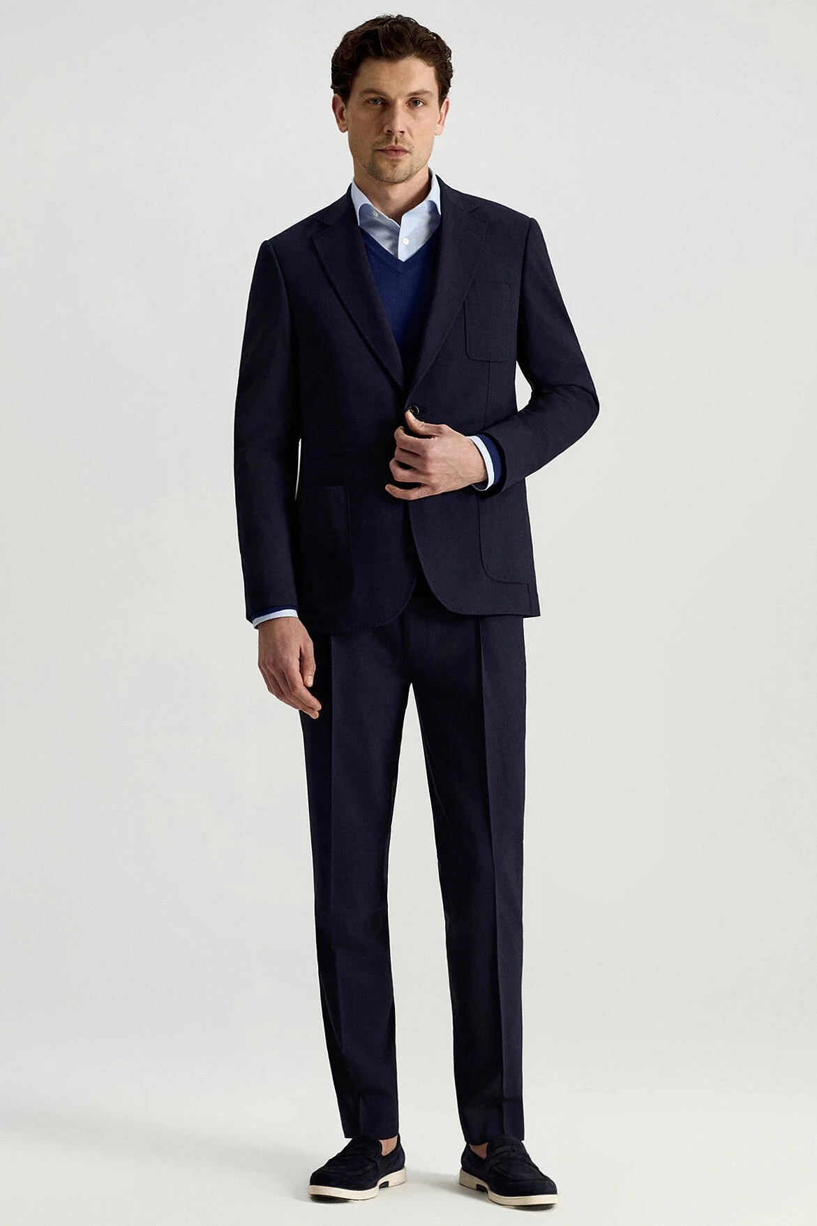 Hemington - İtalyan Keten-Yün Lacivert Yazlık Blazer Ceket (3)