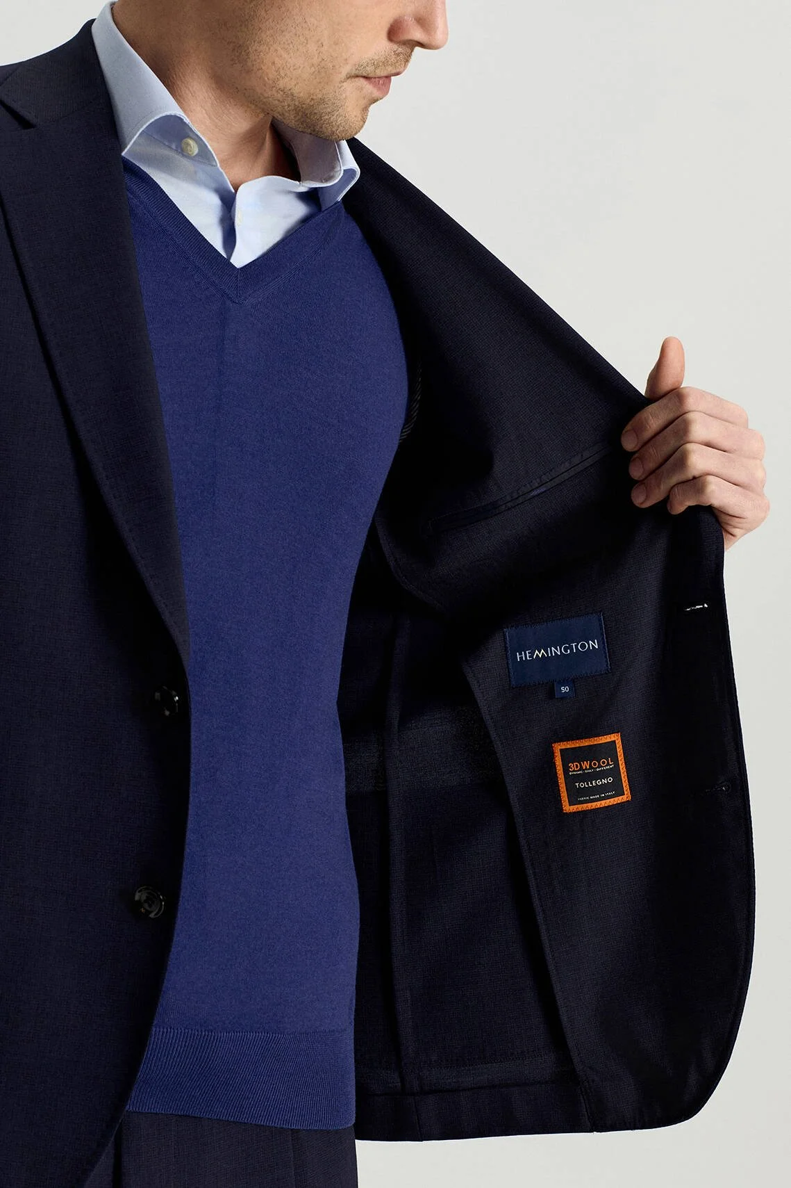 Hemington - İtalyan Keten-Yün Lacivert Yazlık Blazer Ceket (4)