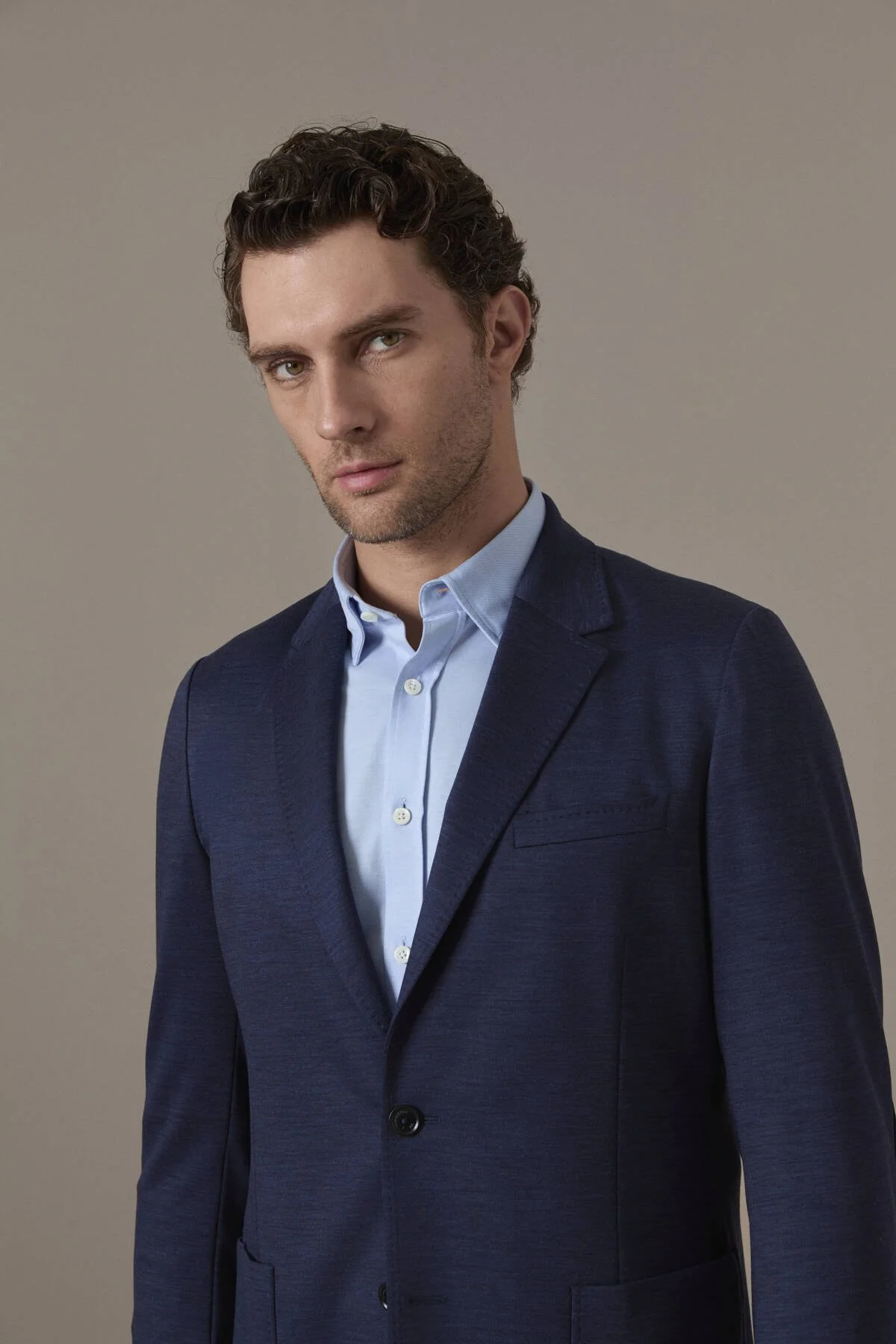 Hemington - İtalyan Saf Yün Lacivert Örme Blazer Ceket (3)