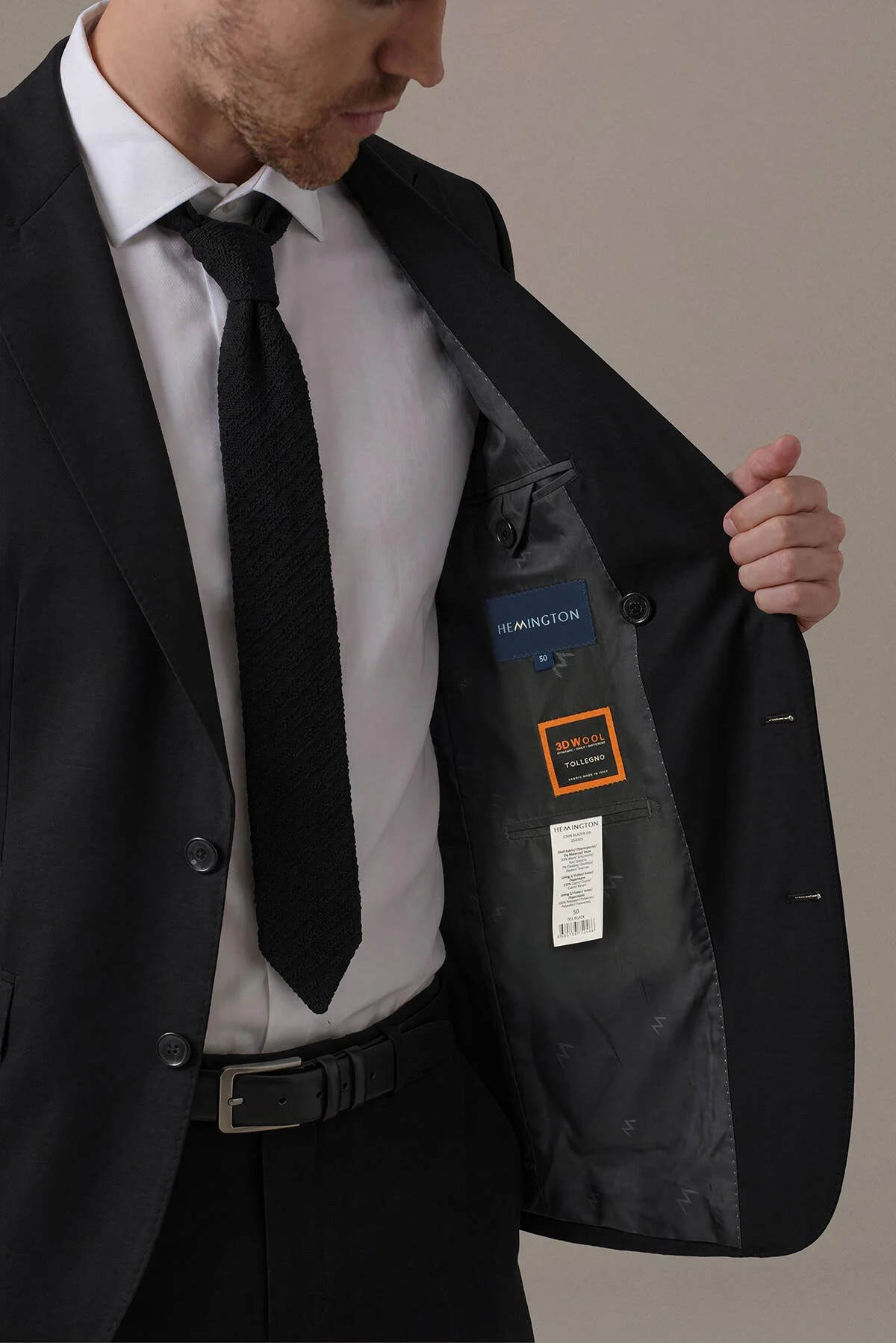 Hemington - İtalyan Yün Karışımlı Siyah Kruvaze Blazer Ceket (3)