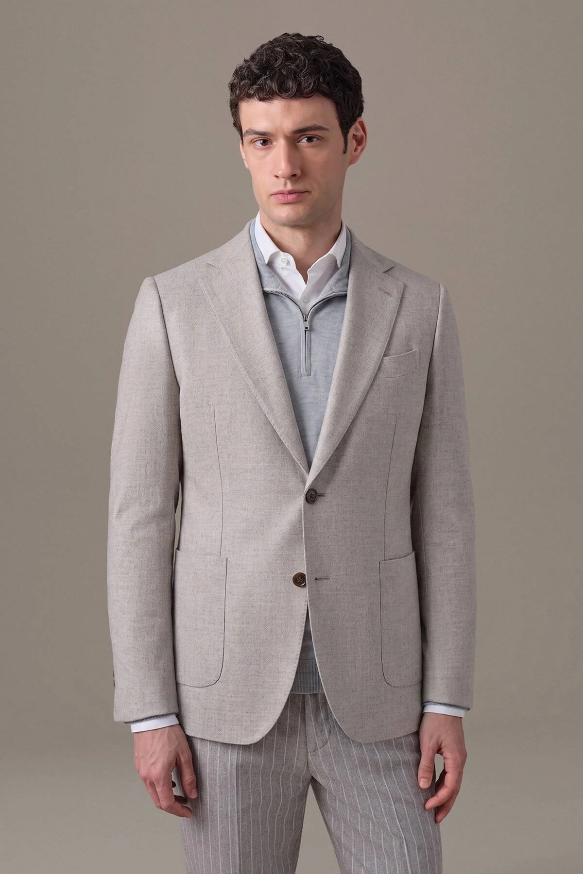 Hemington - İtalyan Yün Kaşmir Bej Blazer Ceket (1)