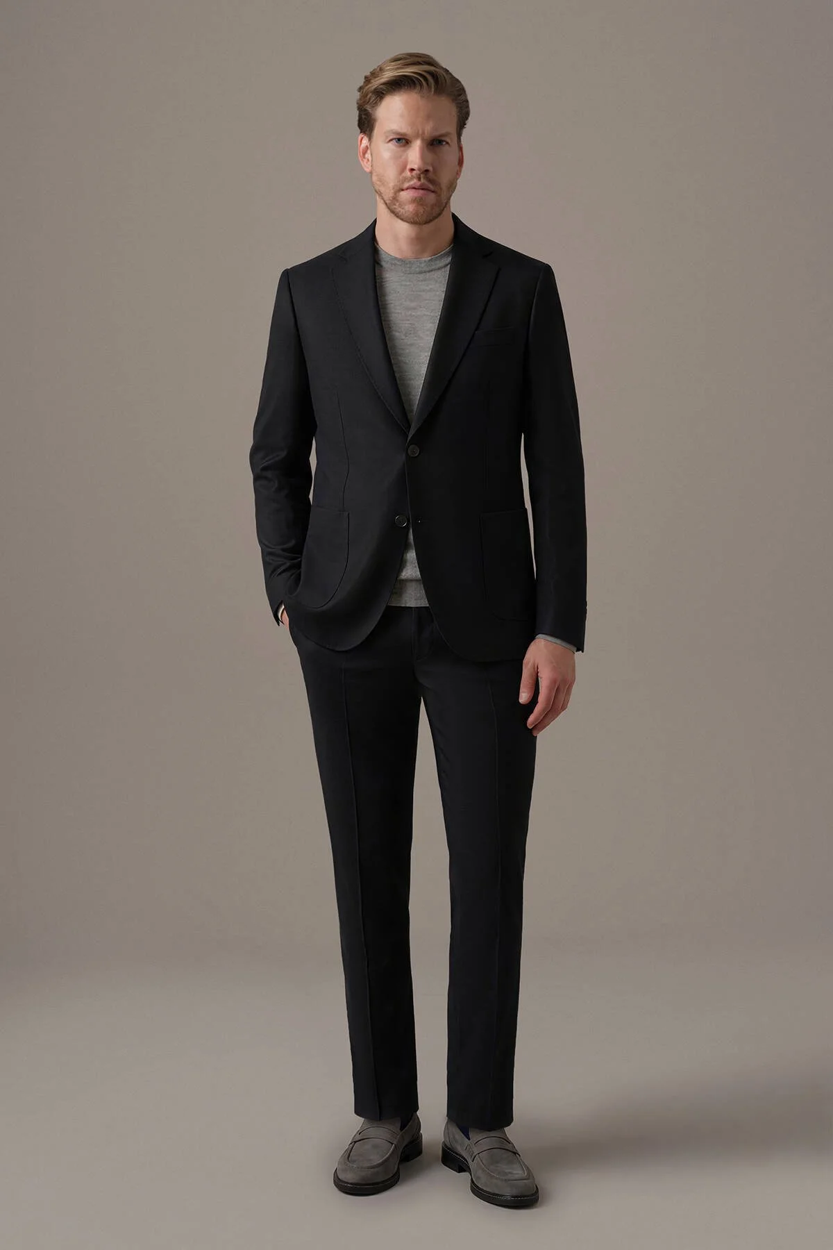 Hemington - İtalyan Yün Kaşmir Koyu Siyah Blazer Ceket (1)